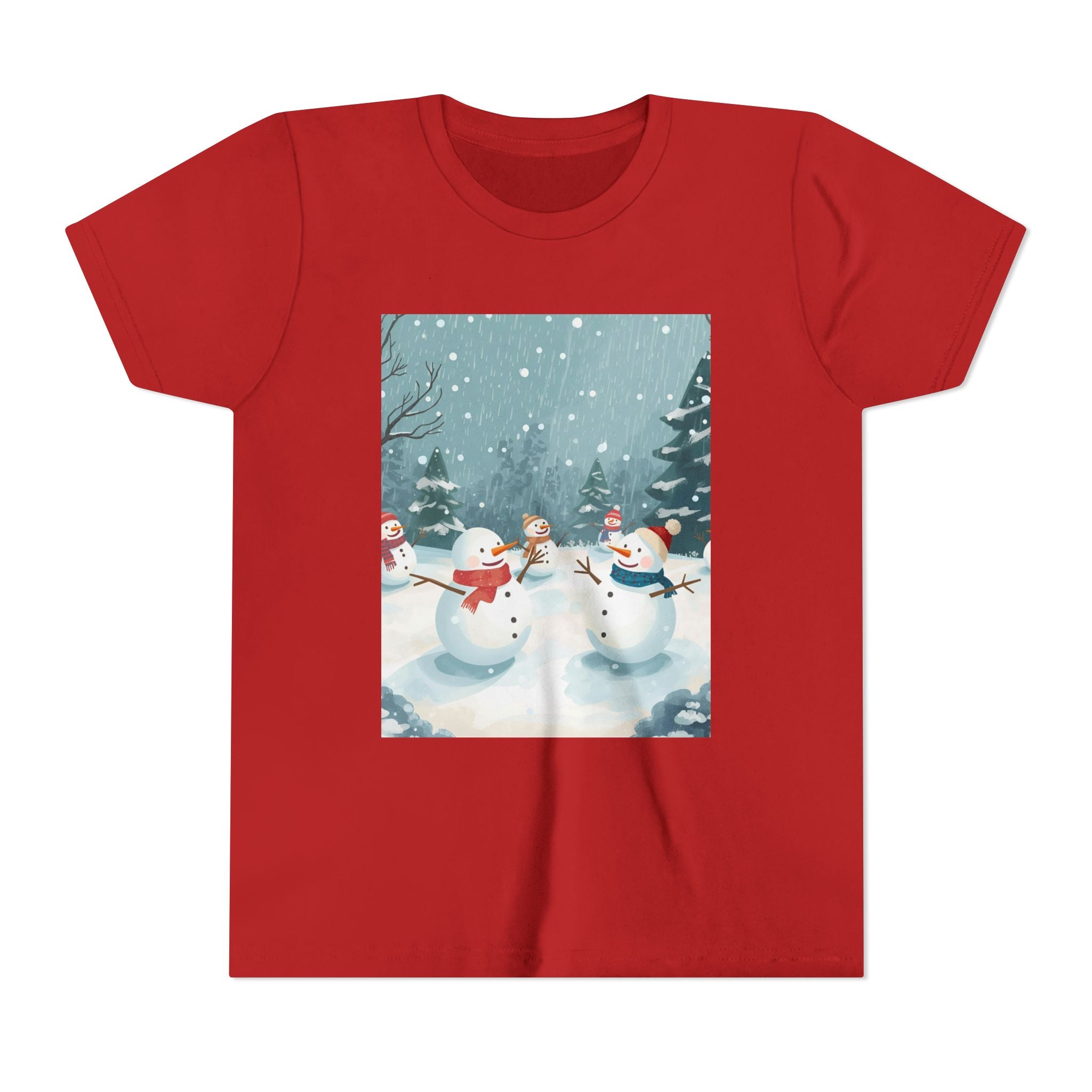 Festive Christmas Snowman Youth Short Sleeve Tee