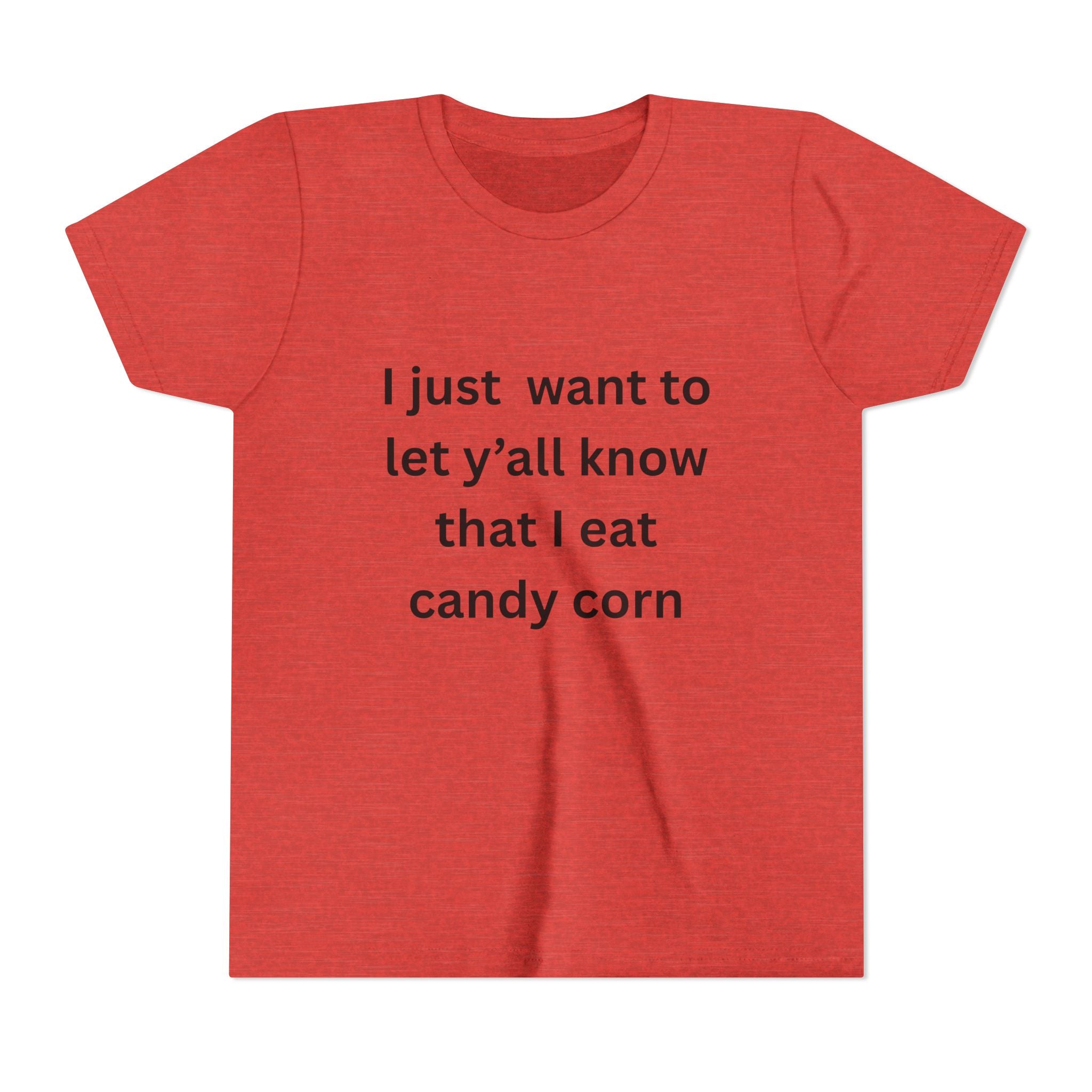 I Eat Candy Corn Youth Candy Corn Tee, Fun Halloween Shirt, Cute Short Sleeve Tee, Youth Graphic Top, Fall Celebration Apparel, Trick or Treat Shirt
