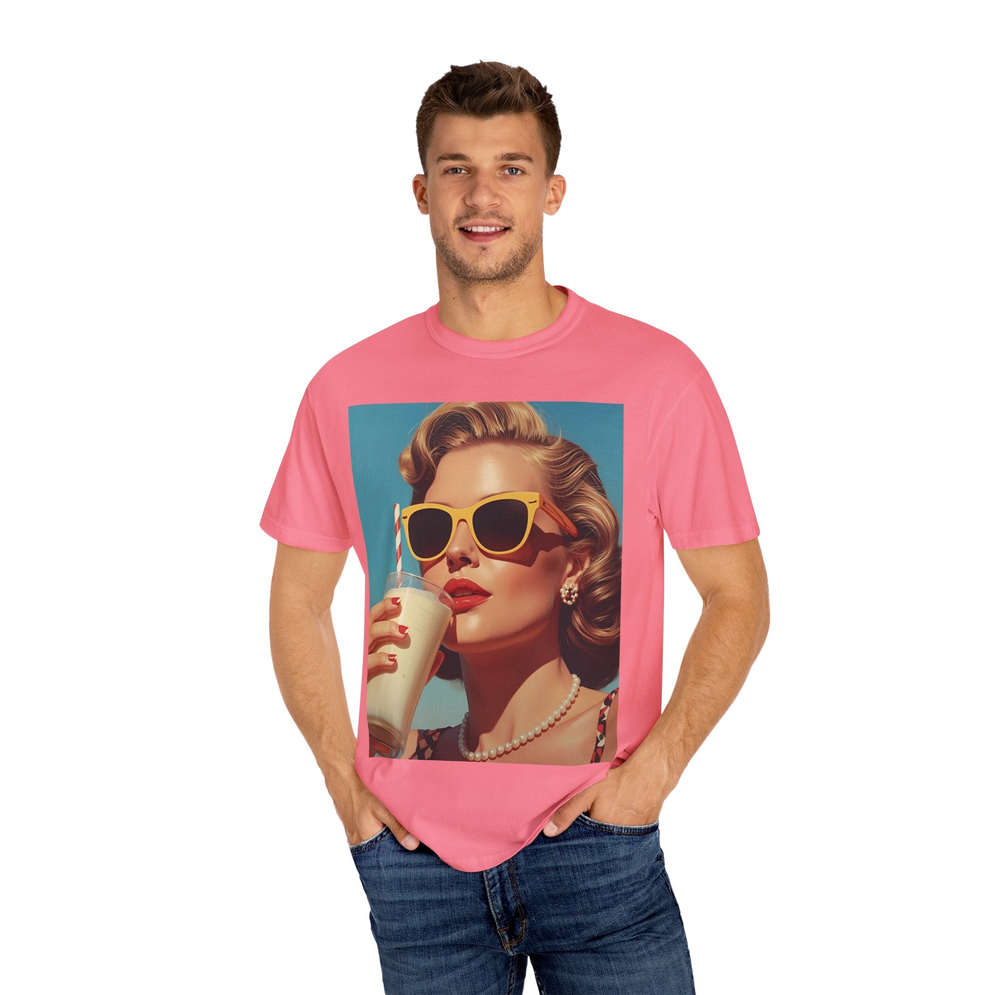 Retro Pop Art Summer Vibe T-shirt | Unisex Garment-Dyed Tee, Vintage Style Shirt, Trendy Summer Wear, Perfect Gift for Her, Casual Everyday Top