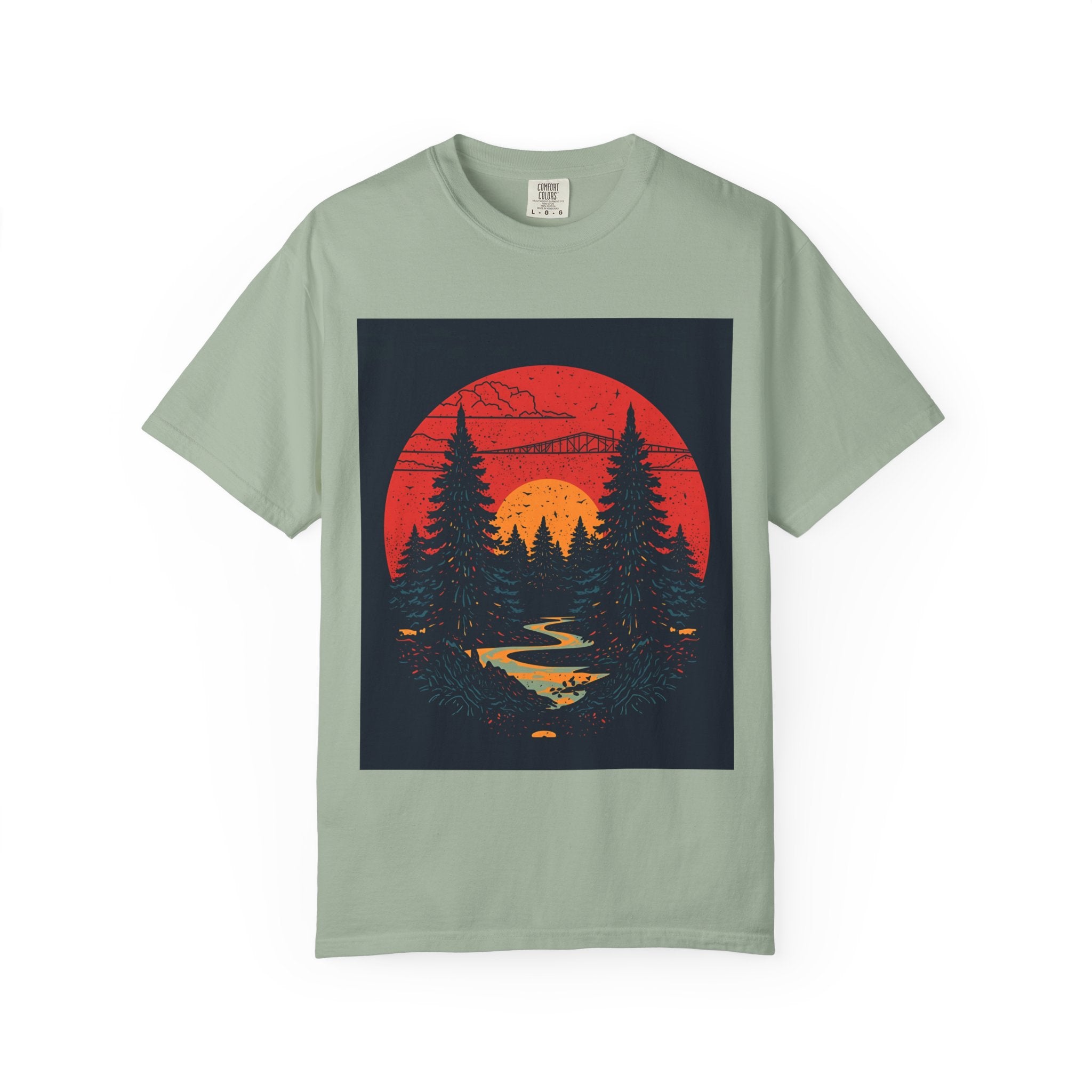 Sunset Forest Unisex Tee, Outdoor Adventure Shirt, Nature Lover Gift, Casual Stylish Top, Fall Fashion T-shirt