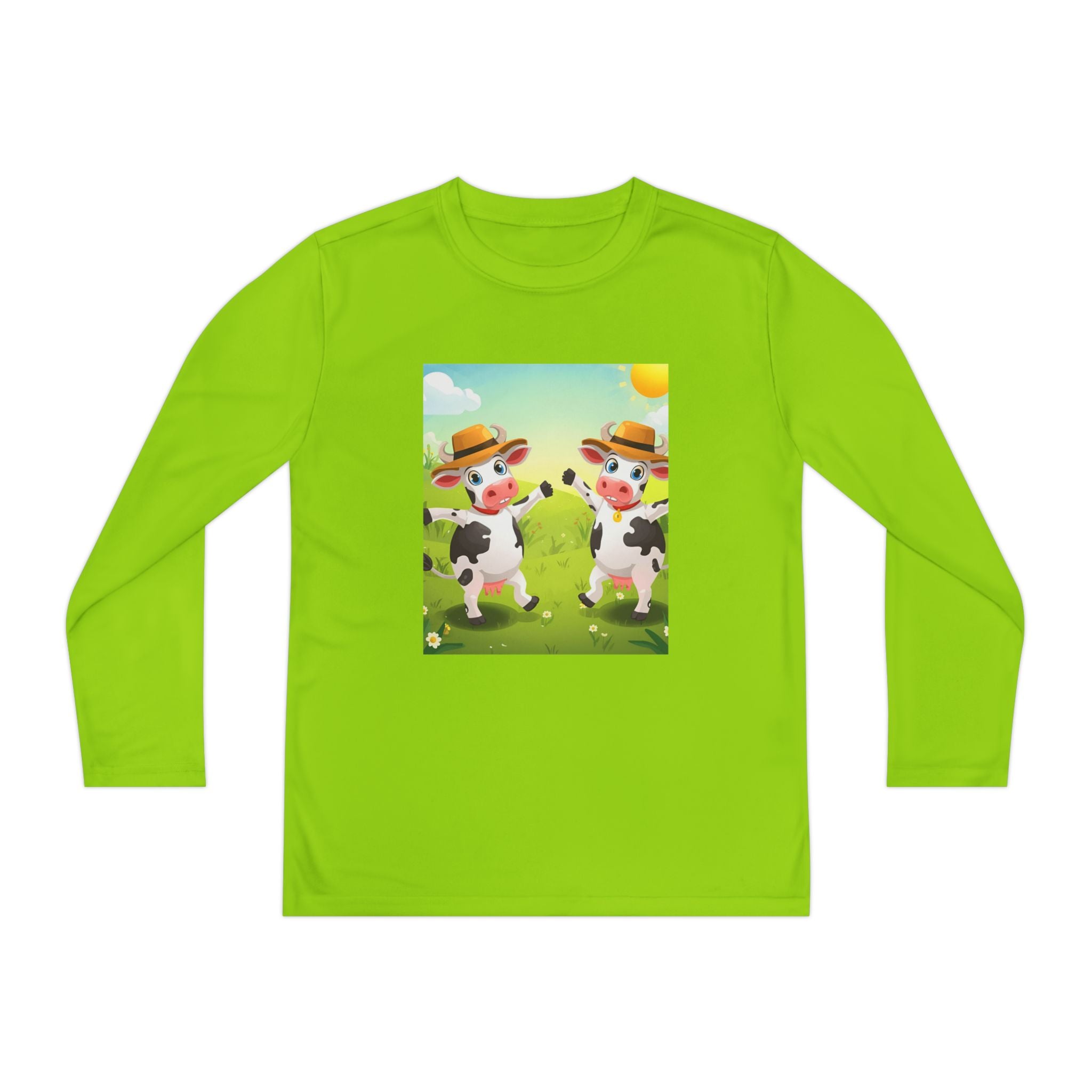 Cute Cows Farm Fun Youth Long Sleeve Competitor Tee