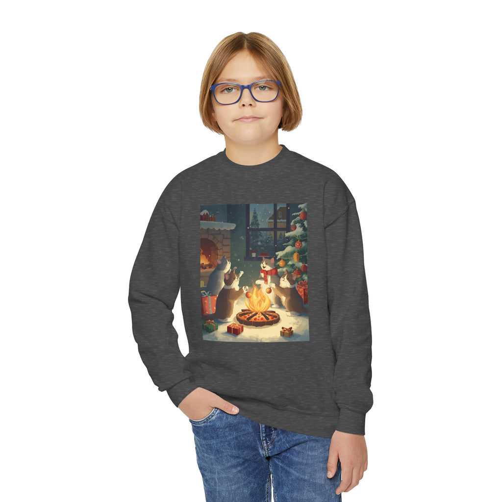 Cute Cats Christmas Youth Crewneck Sweatshirt