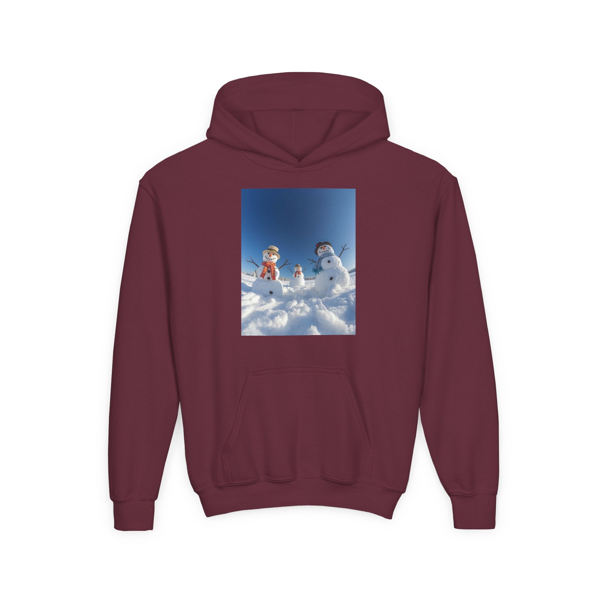 Festive Christmas Snowman Winter Magic Youth Hoodie with Snowman Design, Cozy Kids Sweatshirt, Holiday Gift, Winter Apparel, Cute Kids Clothing, Snow Lovers Hoodie