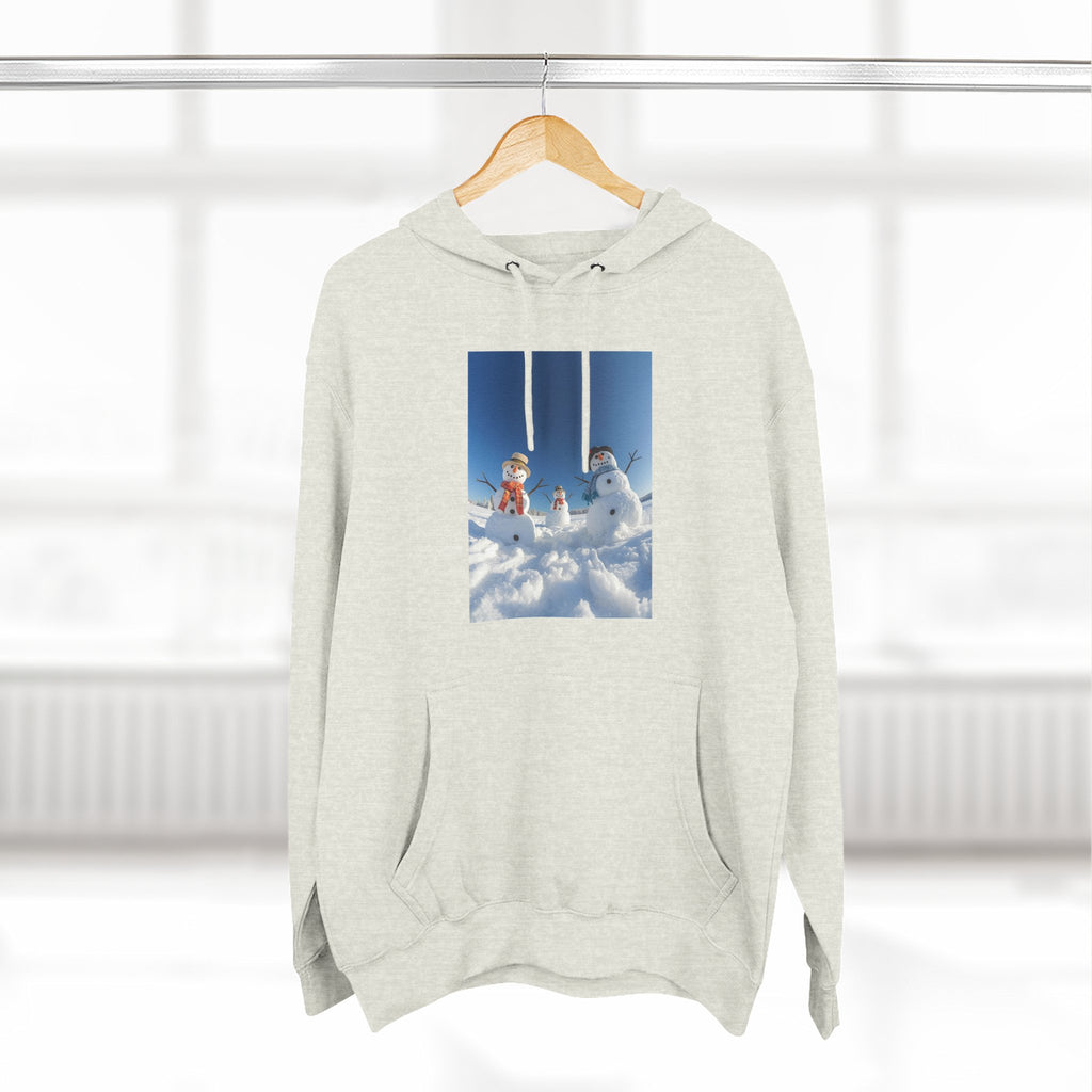 Cozy Fleece Hoodie with Fun Snowmen Design, Winter Wear, Gift for Christmas, Birthday Present, Casual Outfit, Hoodie for Snow Lovers