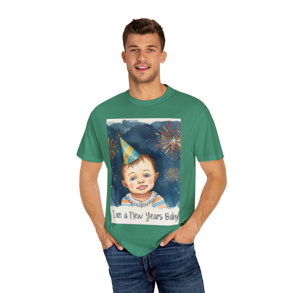 New Year's Baby T-Shirt, Unisex Garment-Dyed Tee, Cute Holiday Shirt, Baby Celebration Apparel, Party Outfit, New Year Gift