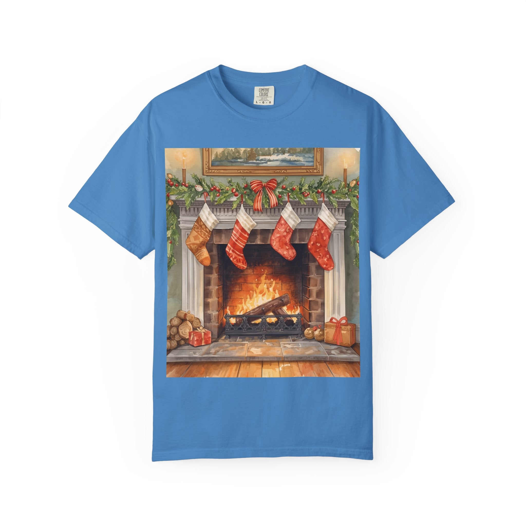Cozy Christmas Fireplace T-Shirt | Unisex Holiday Tee | Gift for Him/Her | Festive Layering Top | Merry Christmas Apparel