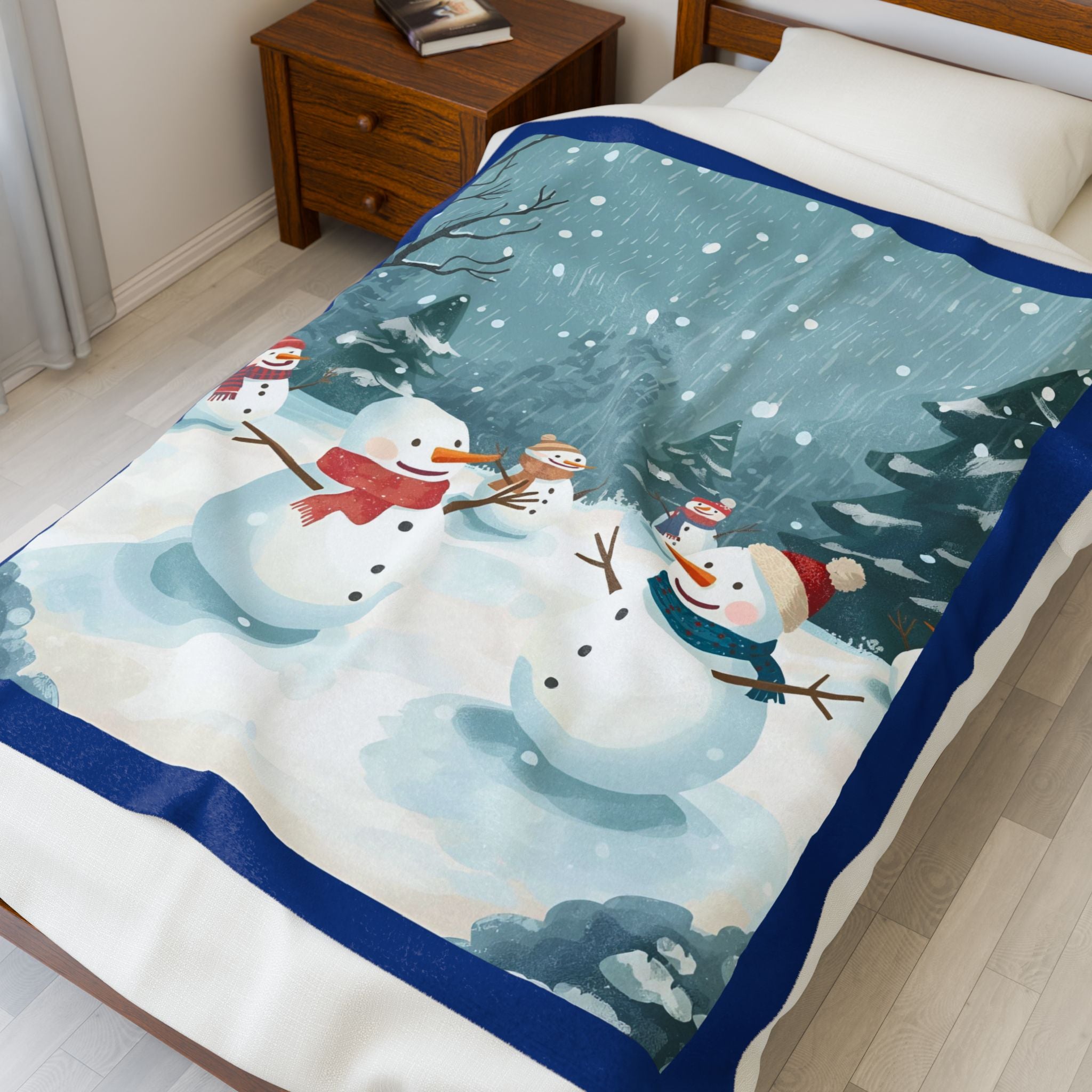 Christmas Snowman Velveteen Plush Blanket