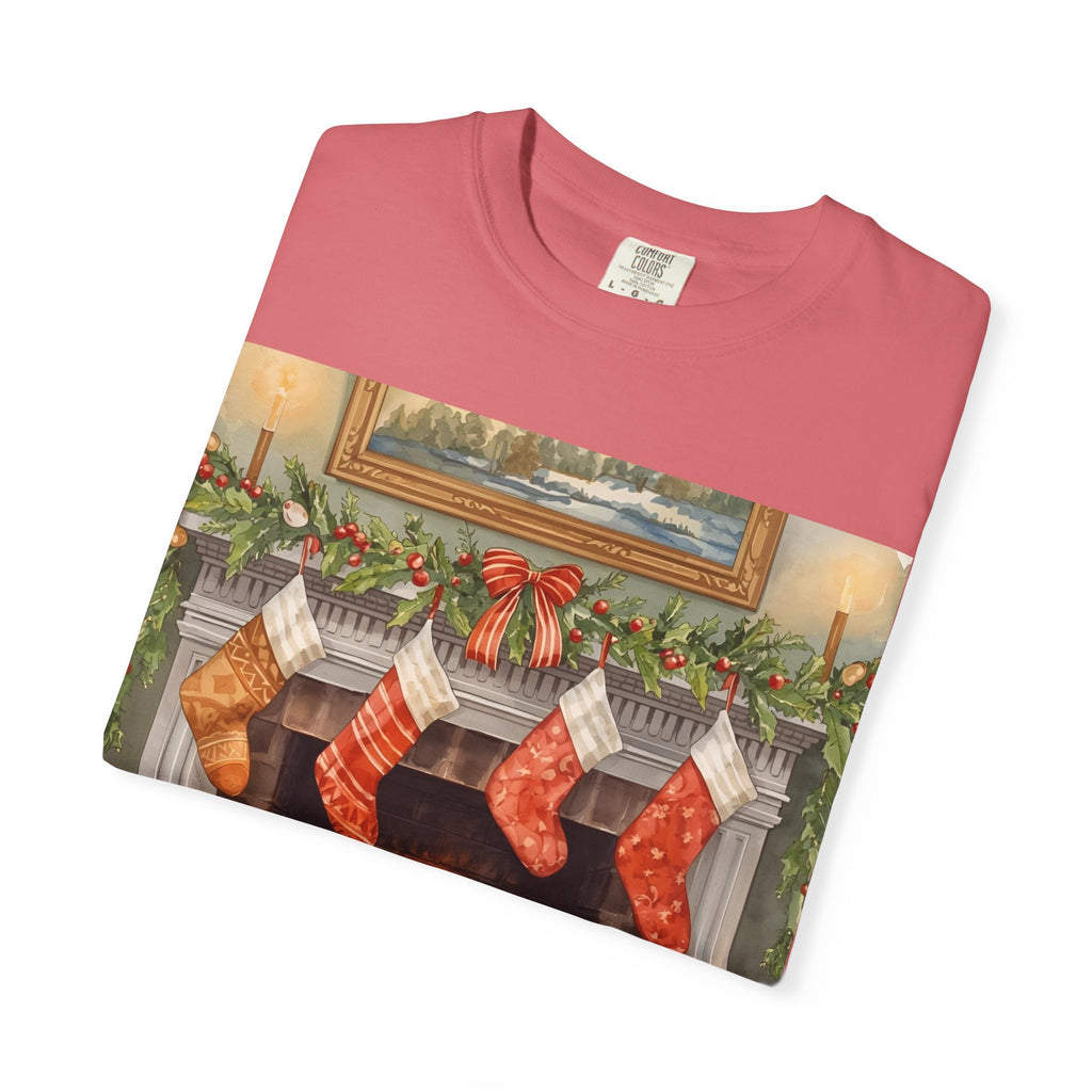 Cozy Christmas Fireplace T-Shirt | Unisex Holiday Tee | Gift for Him/Her | Festive Layering Top | Merry Christmas Apparel