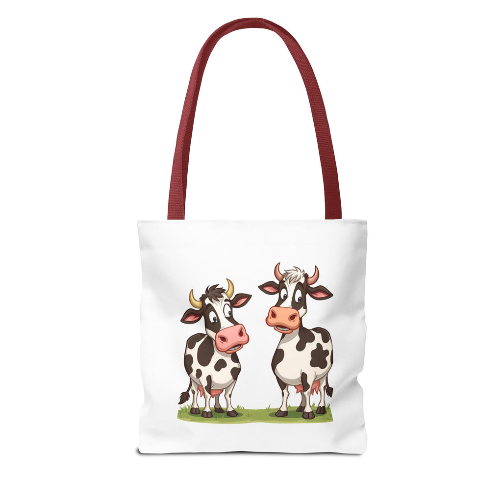 Cute Cow Print Tote Bag, Reusable Shopping Bag, Farmer's Market Tote, Animal Lover Gift, Floral Cow Pattern Bag