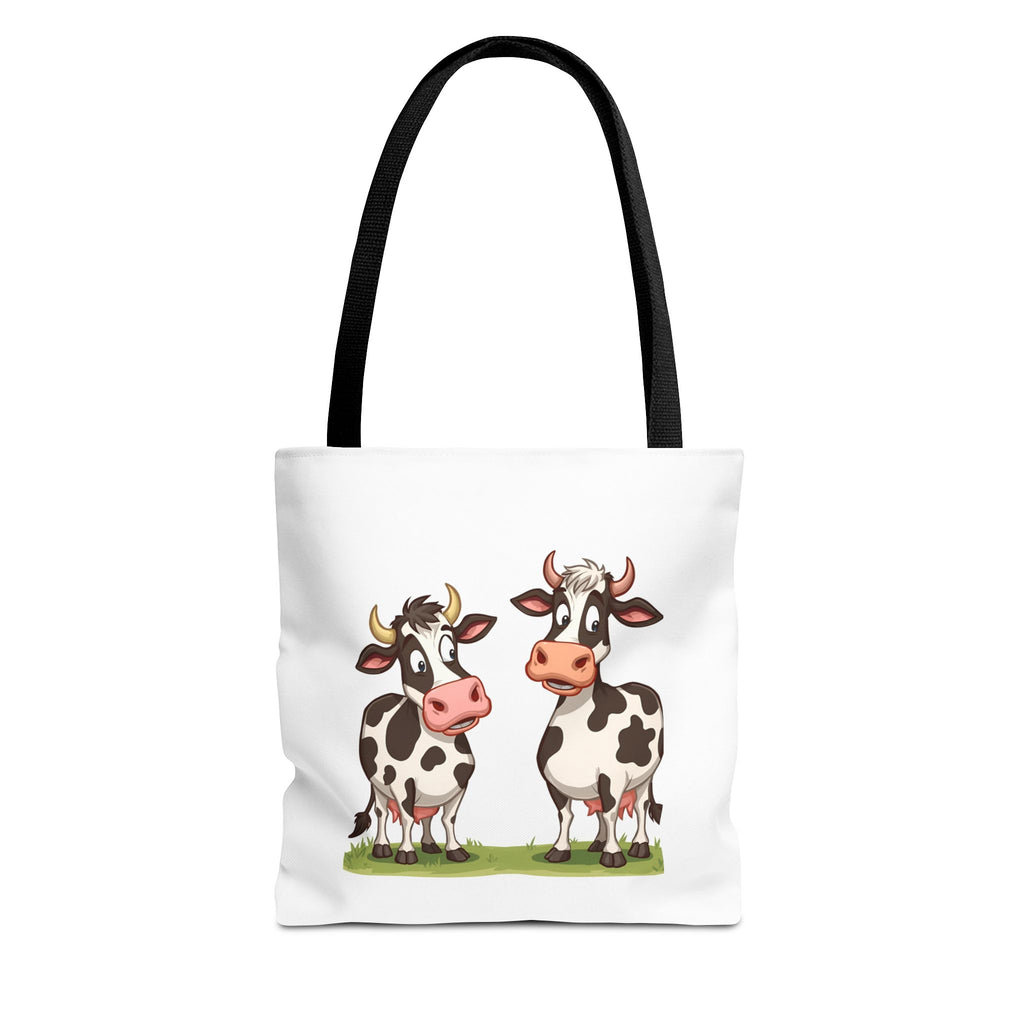 Cute Cow Print Tote Bag, Reusable Shopping Bag, Farmer's Market Tote, Animal Lover Gift, Floral Cow Pattern Bag