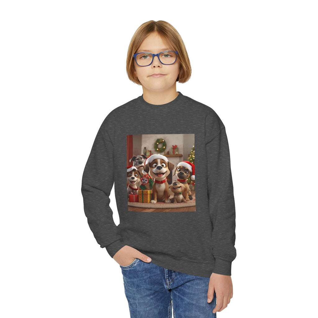 Cute Christmas Festive Dogs Youth Crewneck Sweatshirt