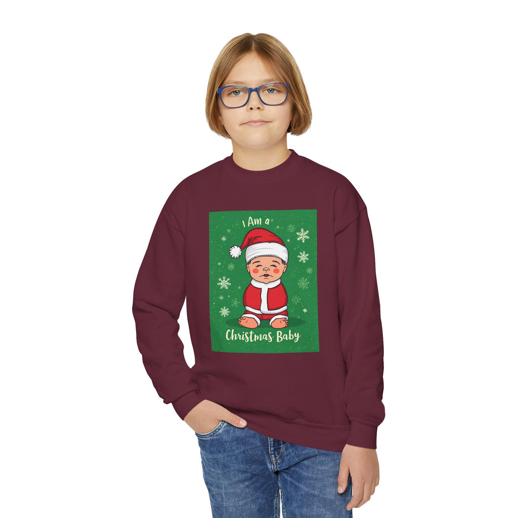 I Am A Christmas Baby Youth Crewneck Sweatshirt