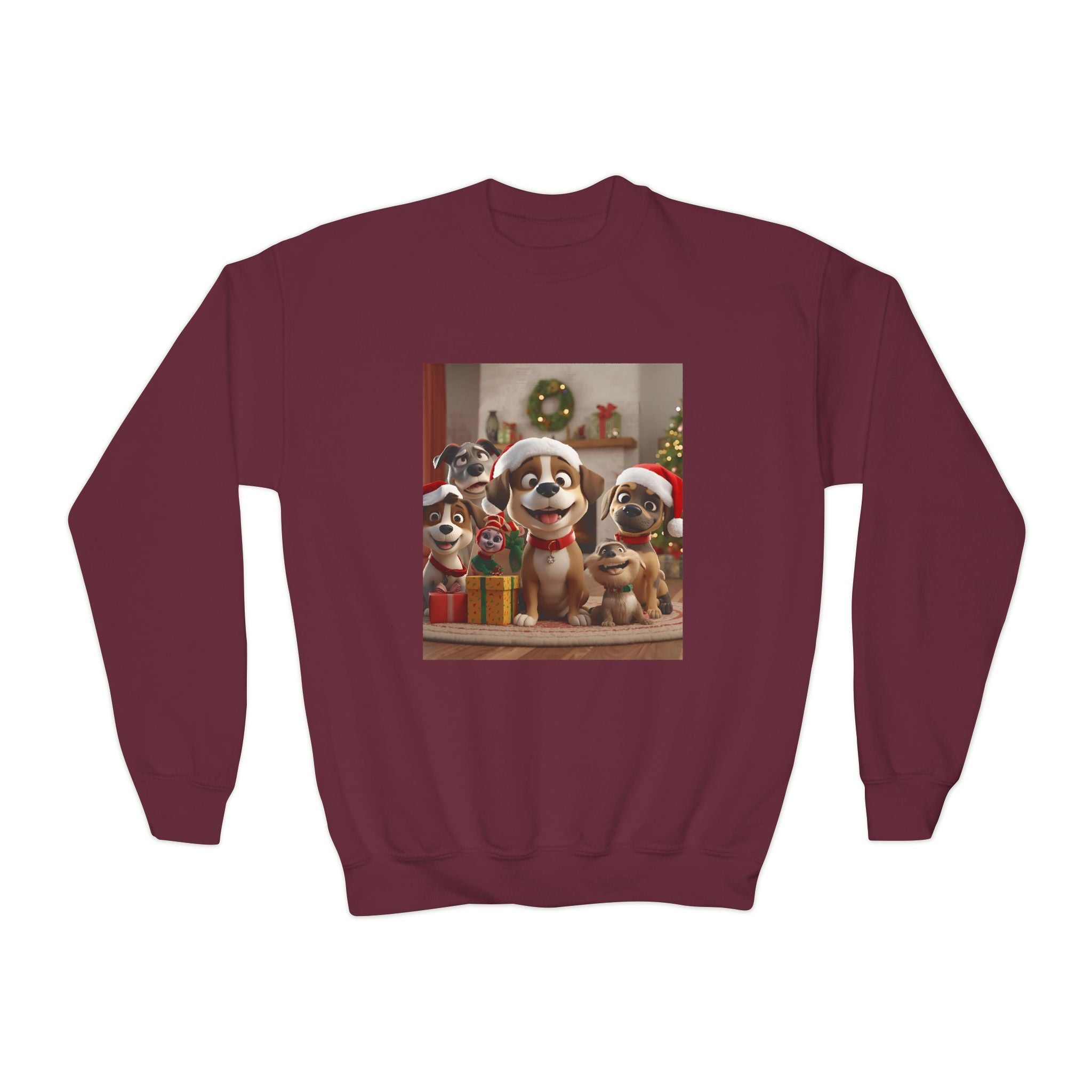 Cute Christmas Festive Dogs Youth Crewneck Sweatshirt