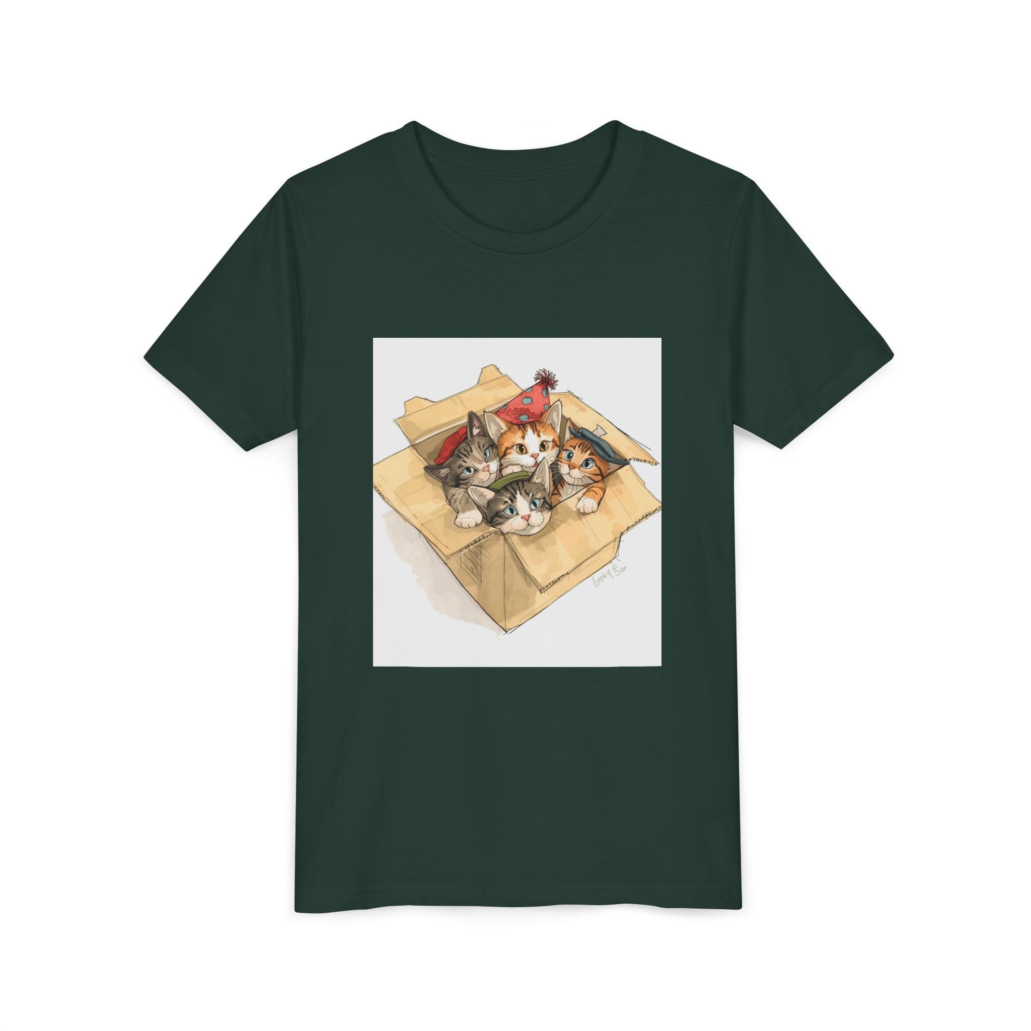 Cute Kittens In Box Youth Short Sleeve Tee