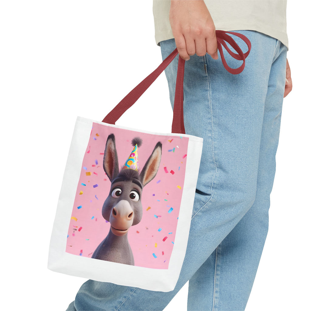 Birthday Donkey Tote Bag, Fun Party Accessory, Eco-Friendly Shopper, Cute Gift for Animal Lovers, Perfect for Birthdays and Celebrations