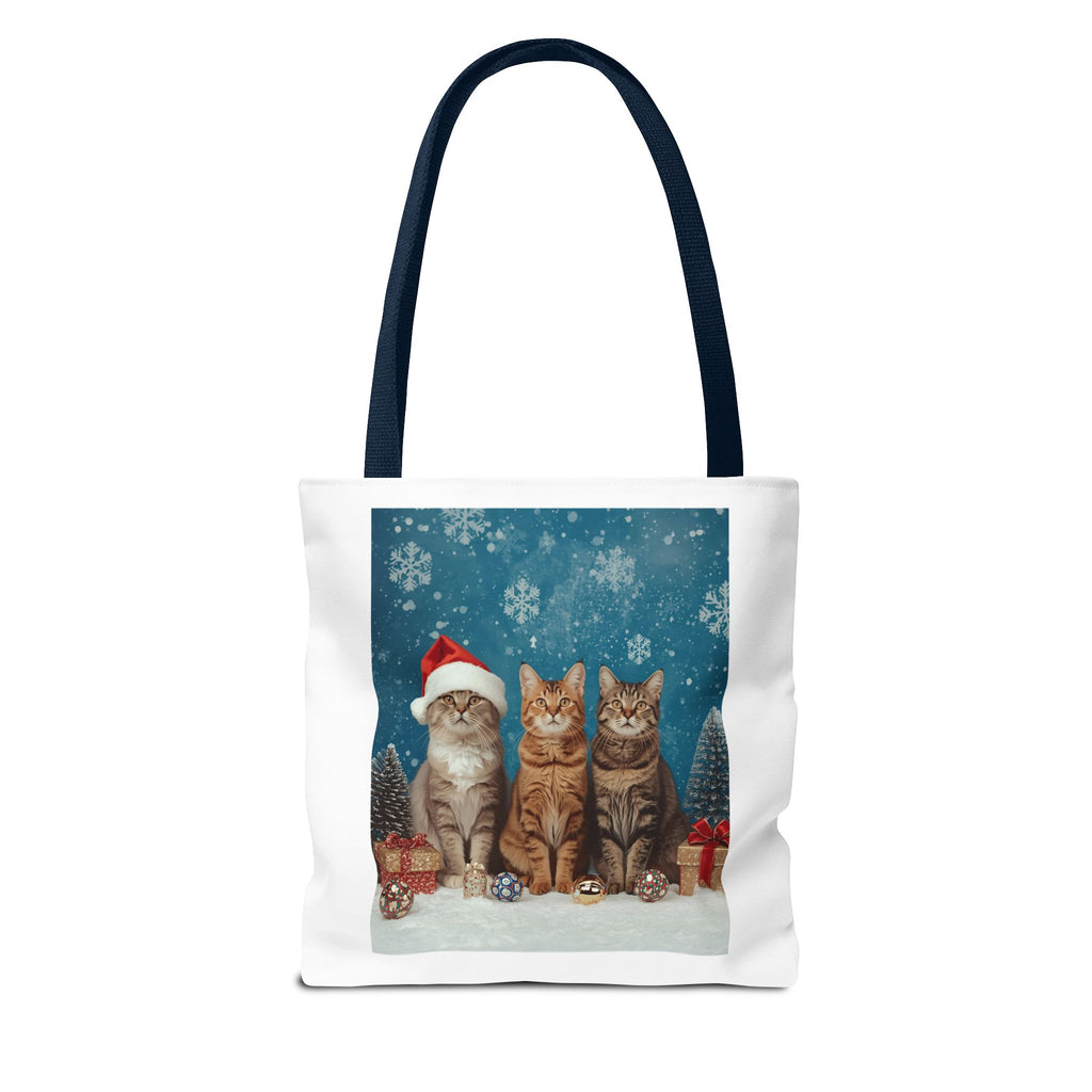 Festive Cat Tote Bag with Holiday Design, Christmas Gift, Cat Lover Bag, Eco-Friendly Shopping Bag, Cute Pet Accessory