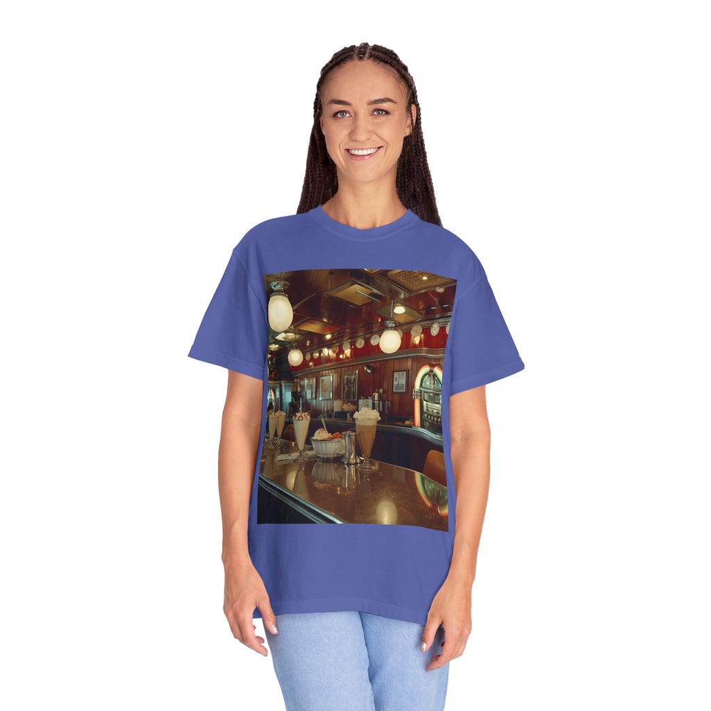 Cozy Cafe Vibe T-Shirt | Unisex Garment-Dyed Tee for Casual Outings, Vintage Style, Ice Cream Lovers, Retro Aesthetic, Everyday Wear