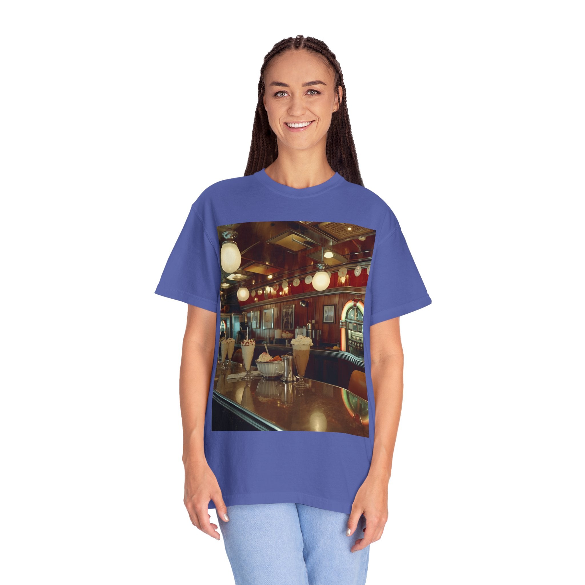Cozy Cafe Vibe T-Shirt | Unisex Garment-Dyed Tee for Casual Outings, Vintage Style, Ice Cream Lovers, Retro Aesthetic, Everyday Wear