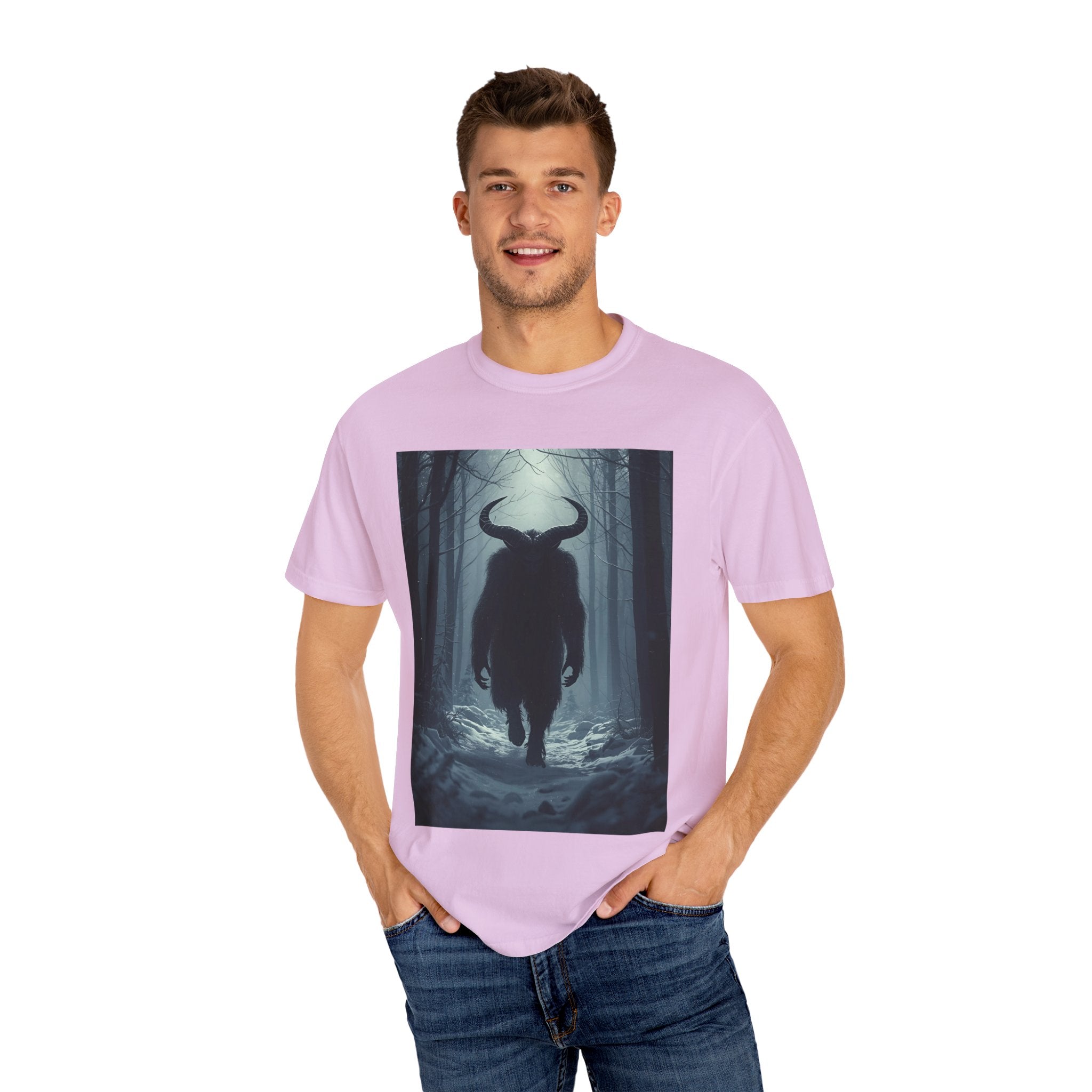 Spooky Mysterious Forest Creature Unisex Garment-Dyed T-Shirt | Unisex Tee, Graphic T-Shirt, Vintage Style, Nature Lover Gift, Unique Artwear