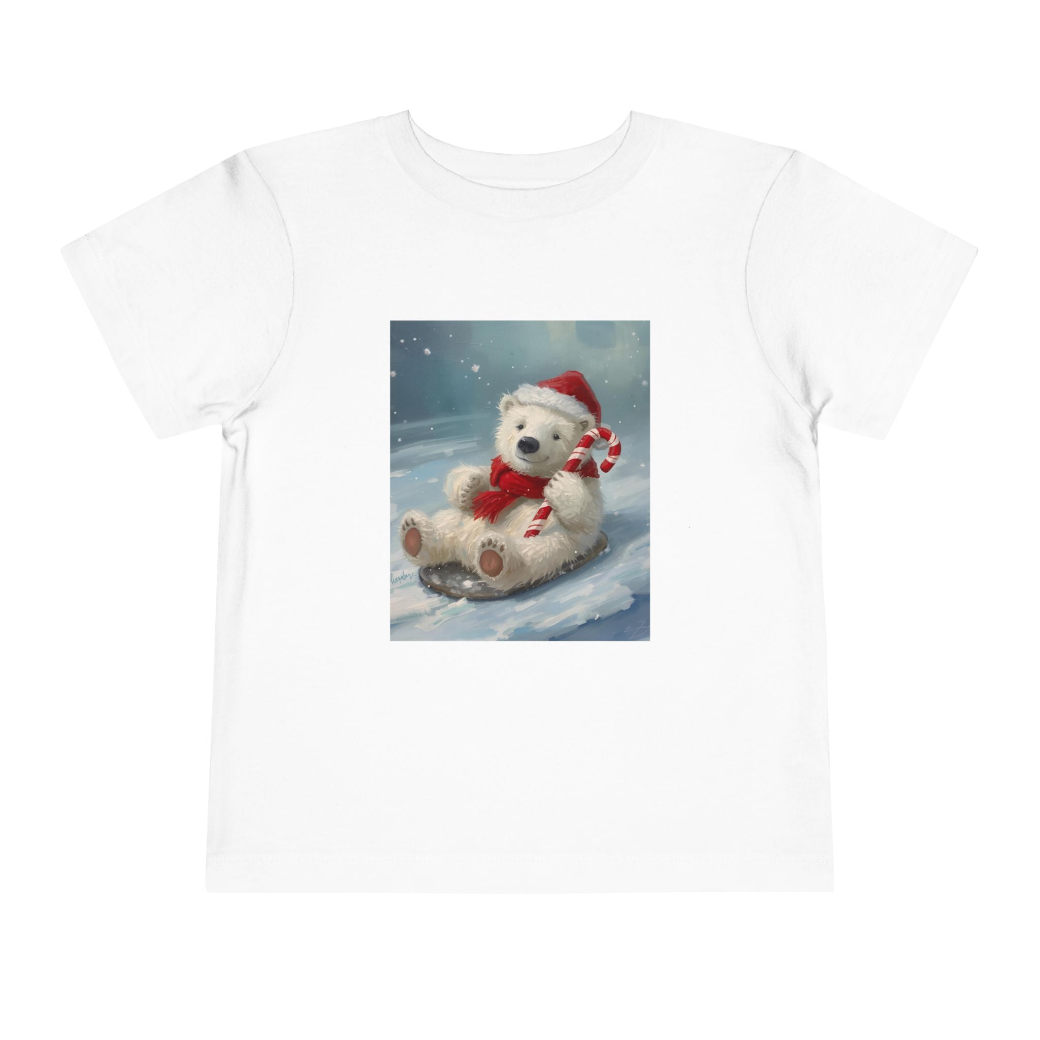 Cute Christmas Bear Toddler Short Sleeve Tee