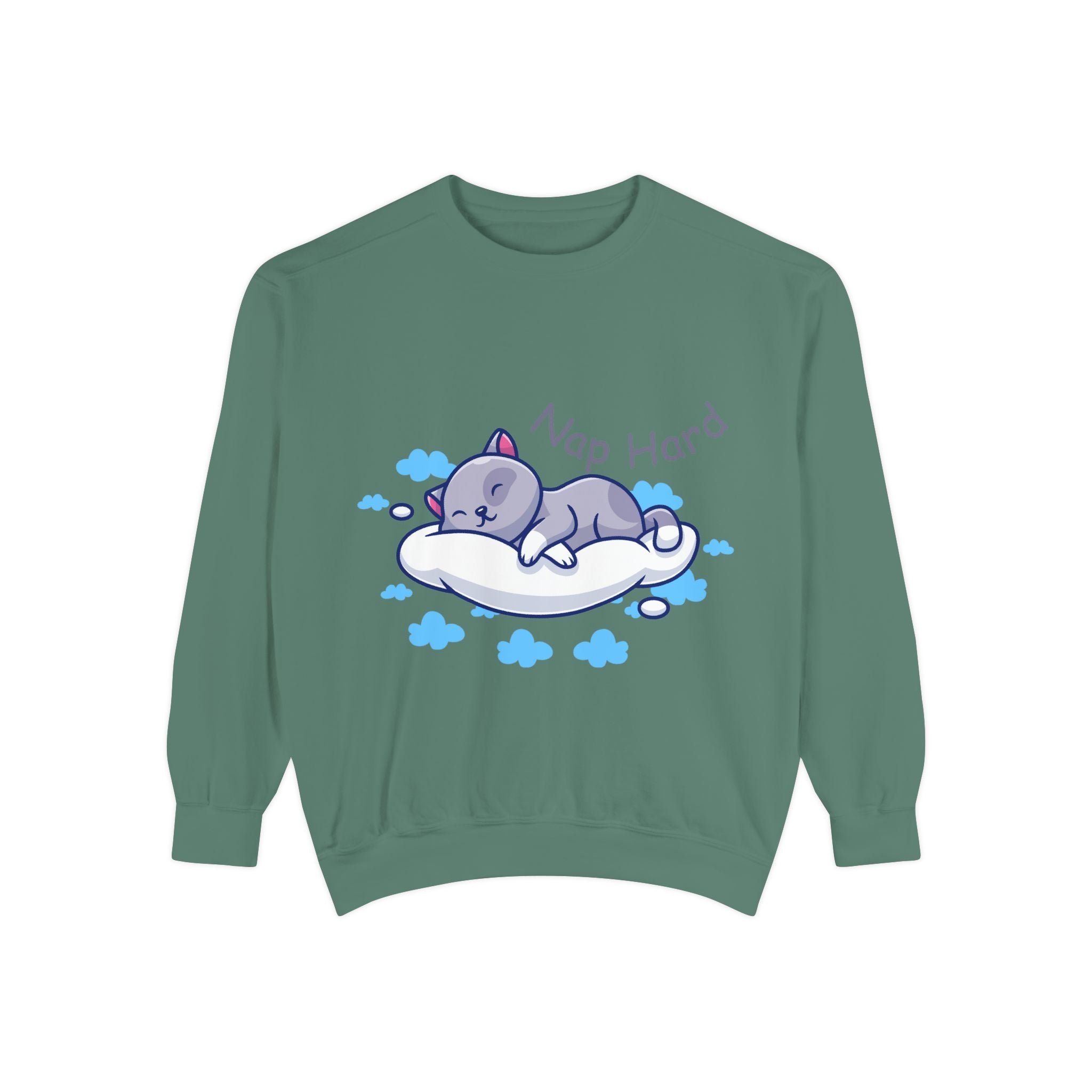 Cozy Cat Nap Hard Unisex Garment-Dyed Sweatshirt