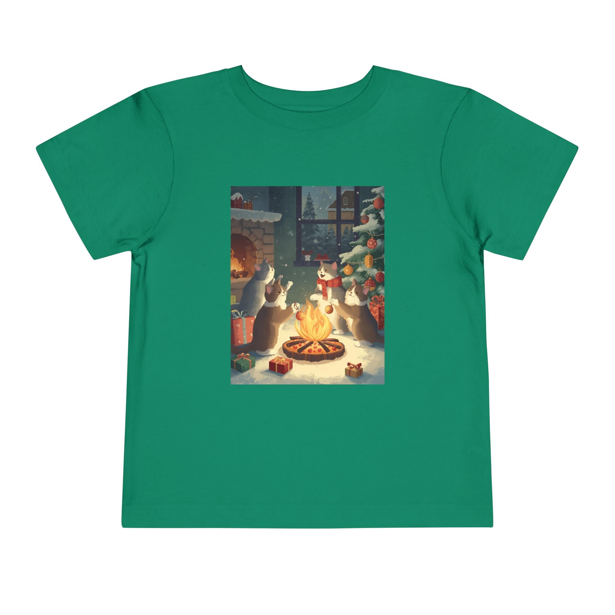 Cute Cat Christmas Festive Toddler Short Sleeve Tee