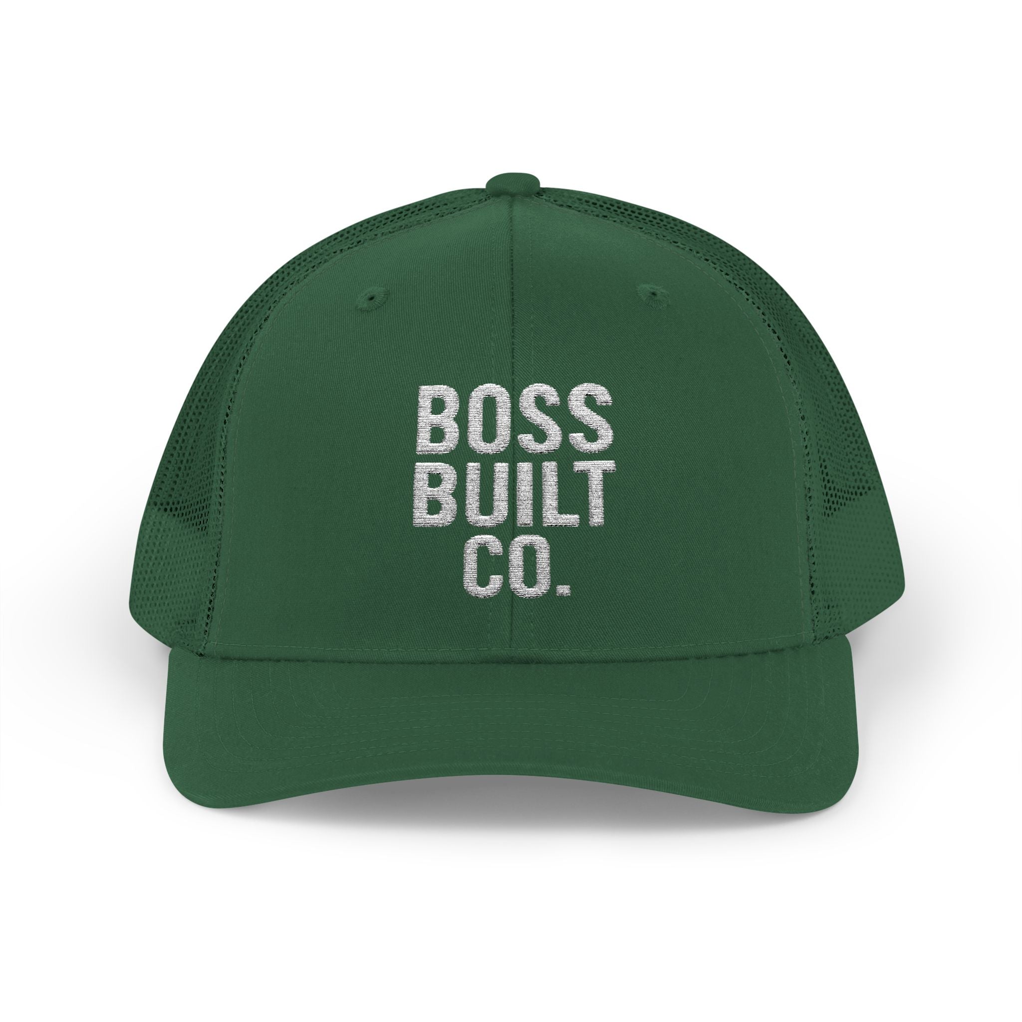 Boss Built Co. Trucker Hat — Vintage Distressed Snapback Cap for Builders & Makers