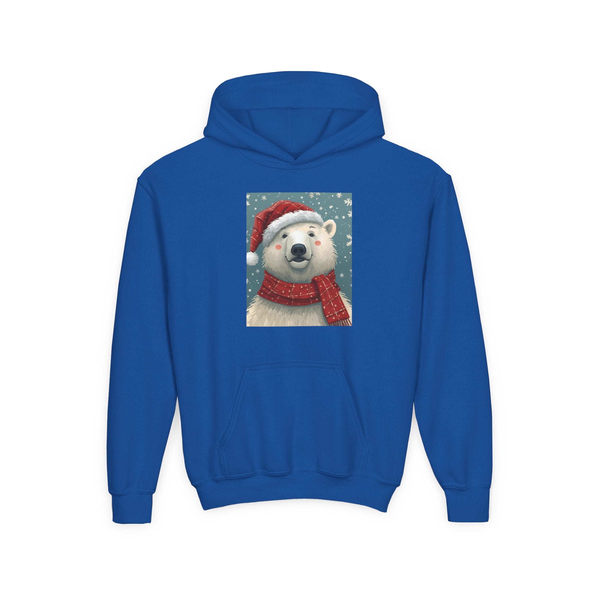 Cozy Polar Bear Christmas Hoodie, Holiday Sweatshirt for Kids, Winter Wear, Gift Idea, Cute Kids Hooded Sweatshirt