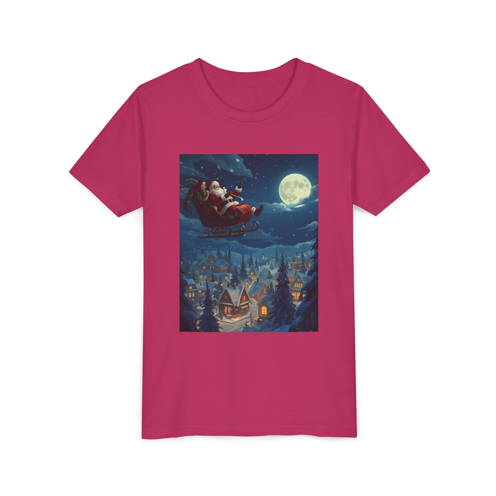 Christmas Santa Sleigh Youth Short Sleeve Tee