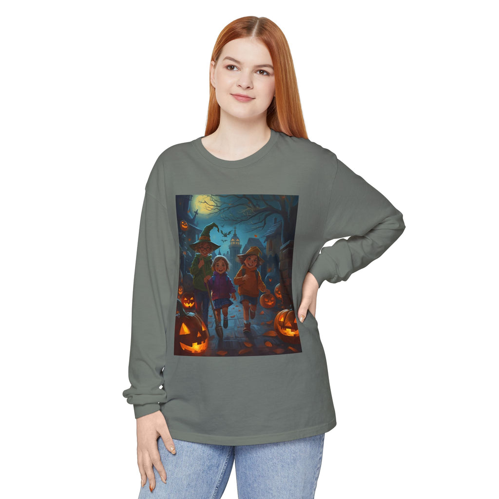 Halloween Themed Unisex Long Sleeve T-Shirt, Spooky Autumn Apparel, Trick-or-Treat Shirt, Fall Fashion, Casual Halloween Outfits