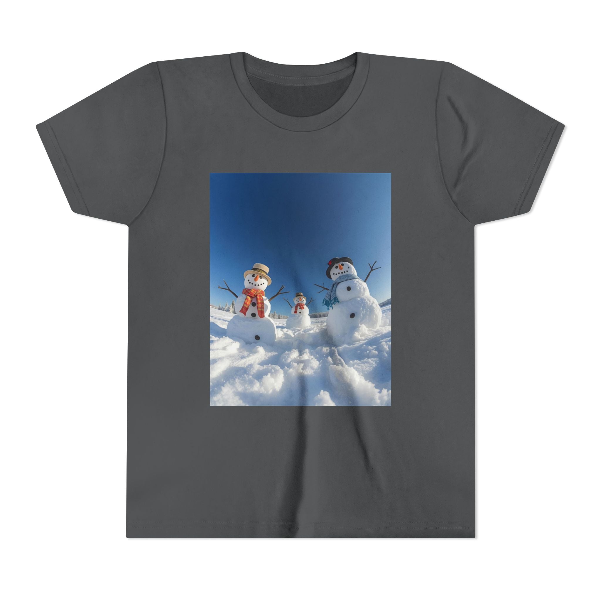 Festive Christmas Snowman Family Youth Short Sleeve Tee
