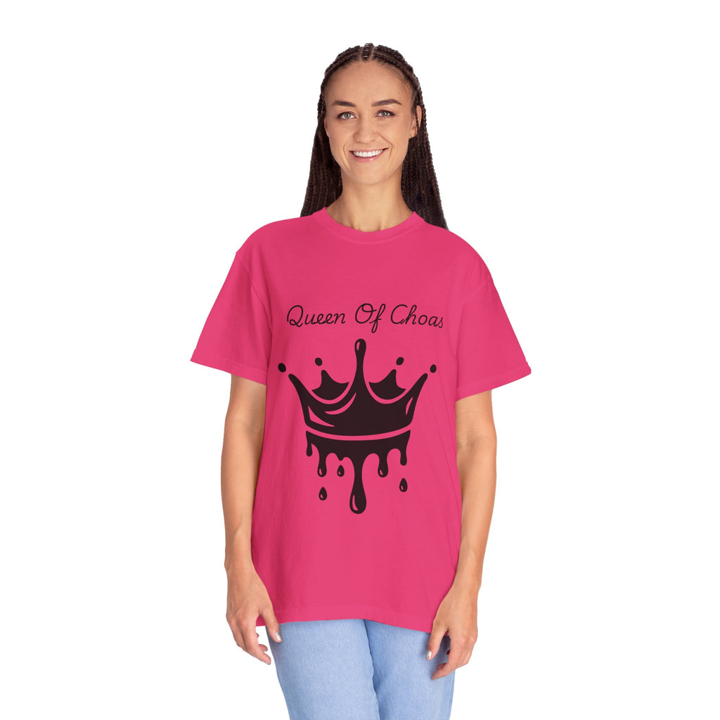 Queen of Chaos T-Shirt, Unisex Garment-Dyed Tee, Fun Casual Wear, Unique Gift Idea, Perfect for Celebrations
