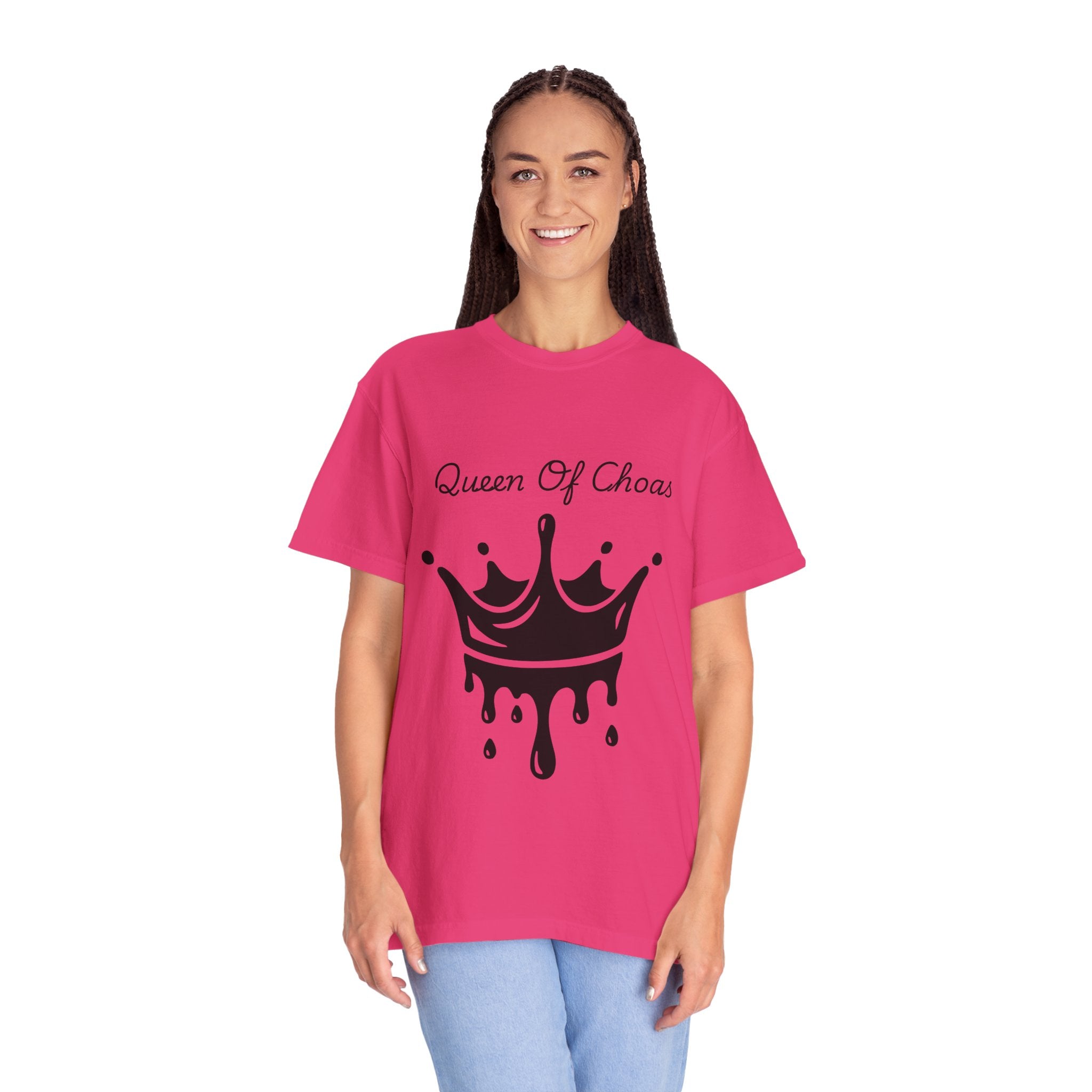 Queen of Chaos T-Shirt, Unisex Garment-Dyed Tee, Fun Casual Wear, Unique Gift Idea, Perfect for Celebrations