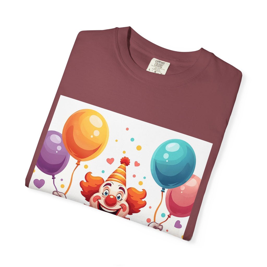 Colorful Clown Balloon T-Shirt, Fun Graphic Tee, Unisex party shirt, Circus themed apparel, Birthday gift for kids