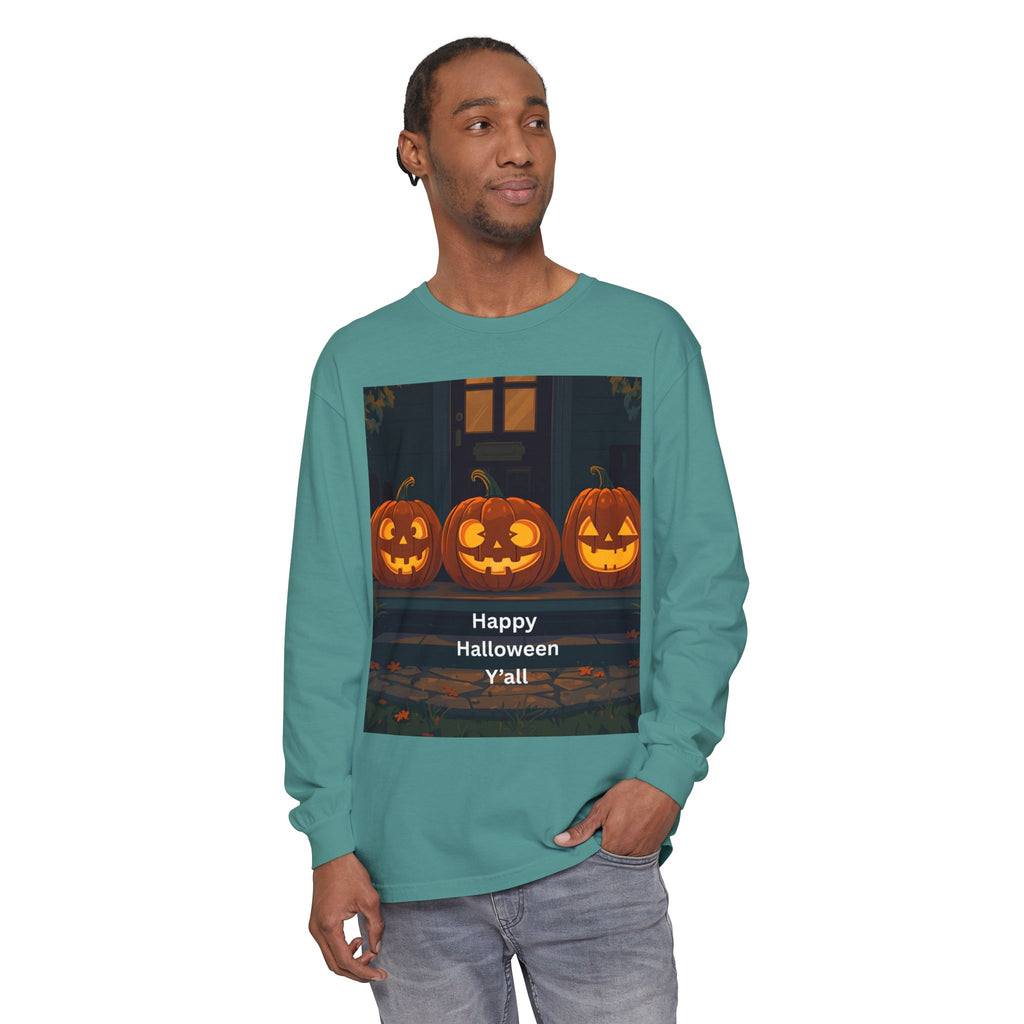 Halloween Pumpkin Long Sleeve T-Shirt, Fall Apparel, Comfortable Shirt, Unisex Halloween Tee, Seasonal Gift, Spooky Vibes