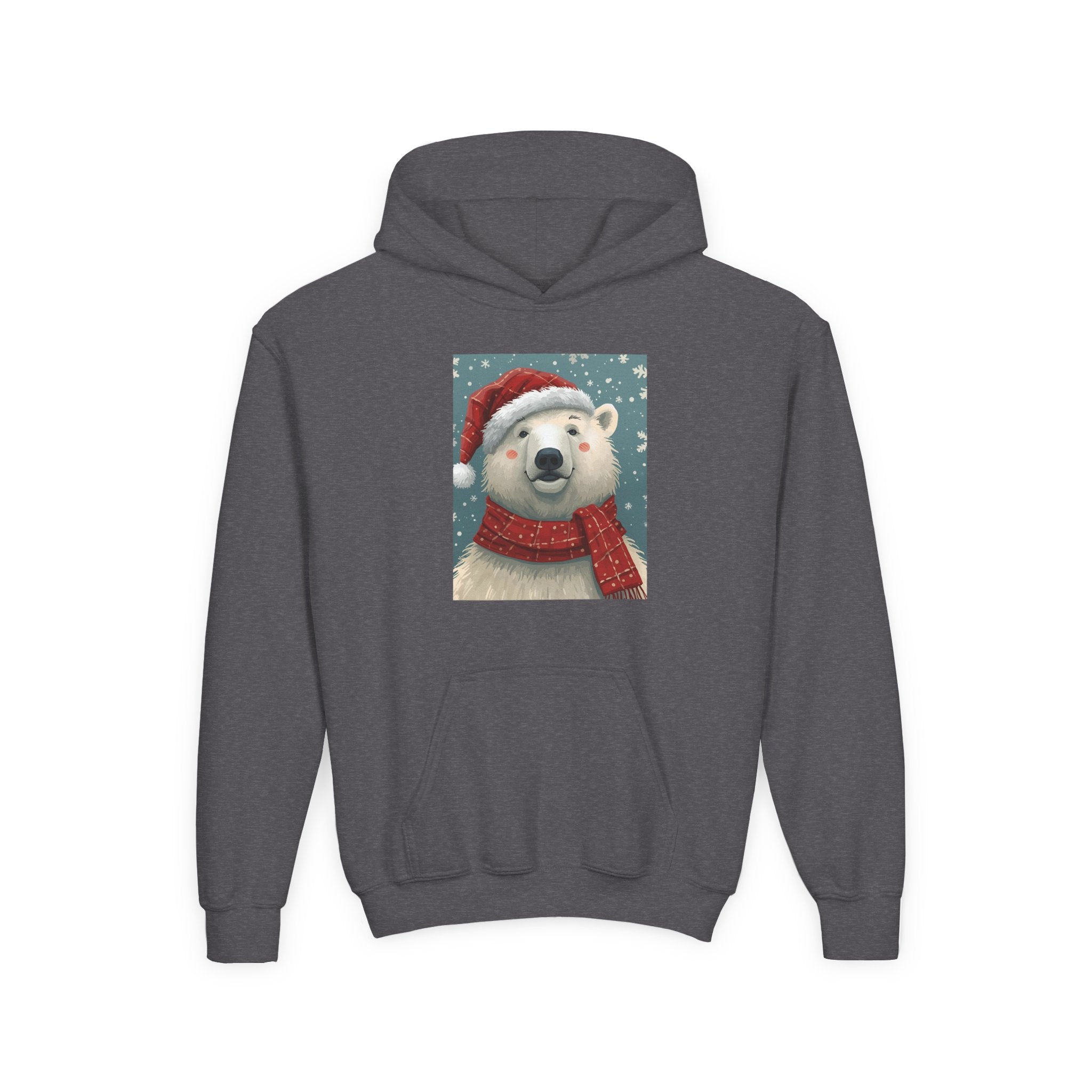 Cozy Polar Bear Christmas Hoodie, Holiday Sweatshirt for Kids, Winter Wear, Gift Idea, Cute Kids Hooded Sweatshirt