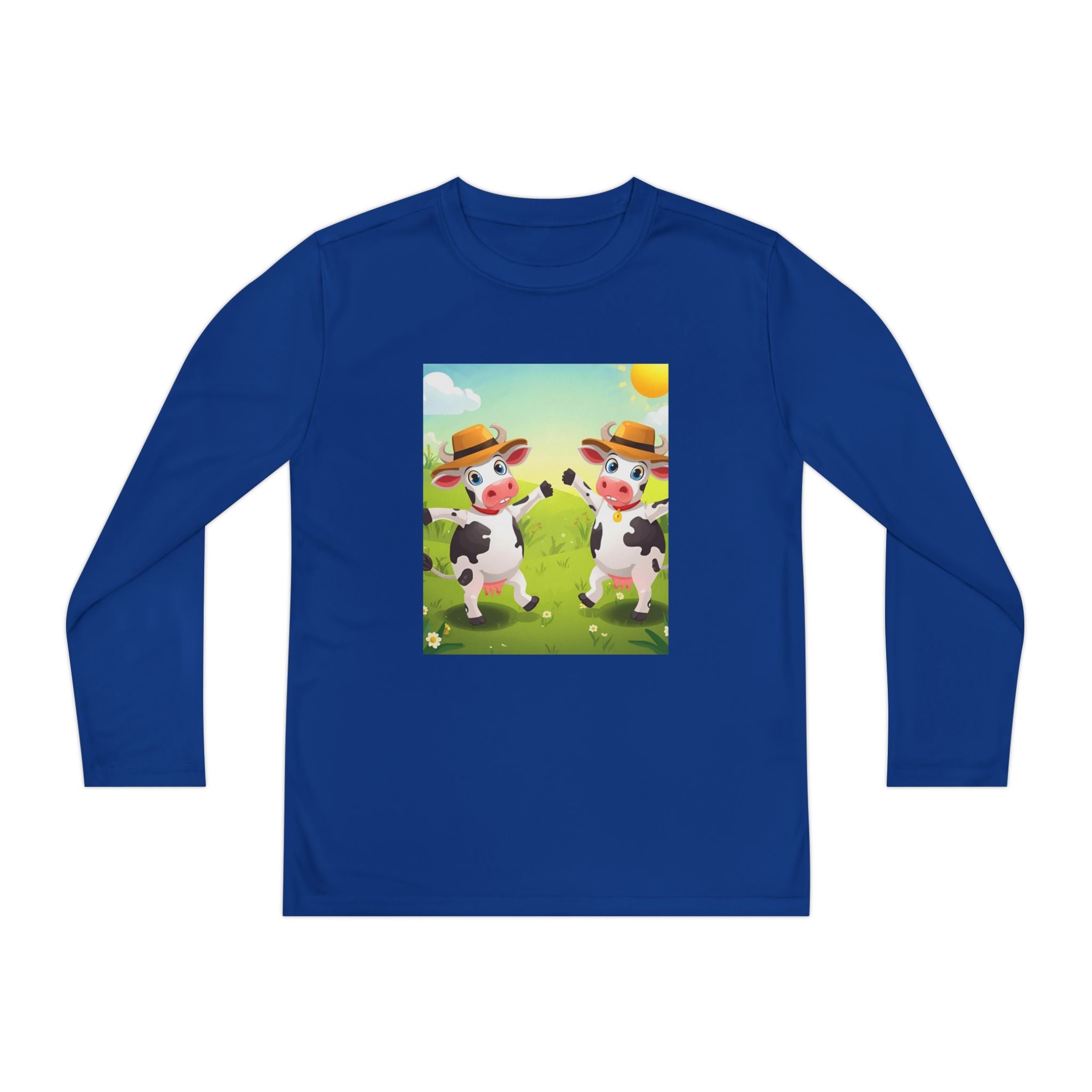 Cute Cows Farm Fun Youth Long Sleeve Competitor Tee