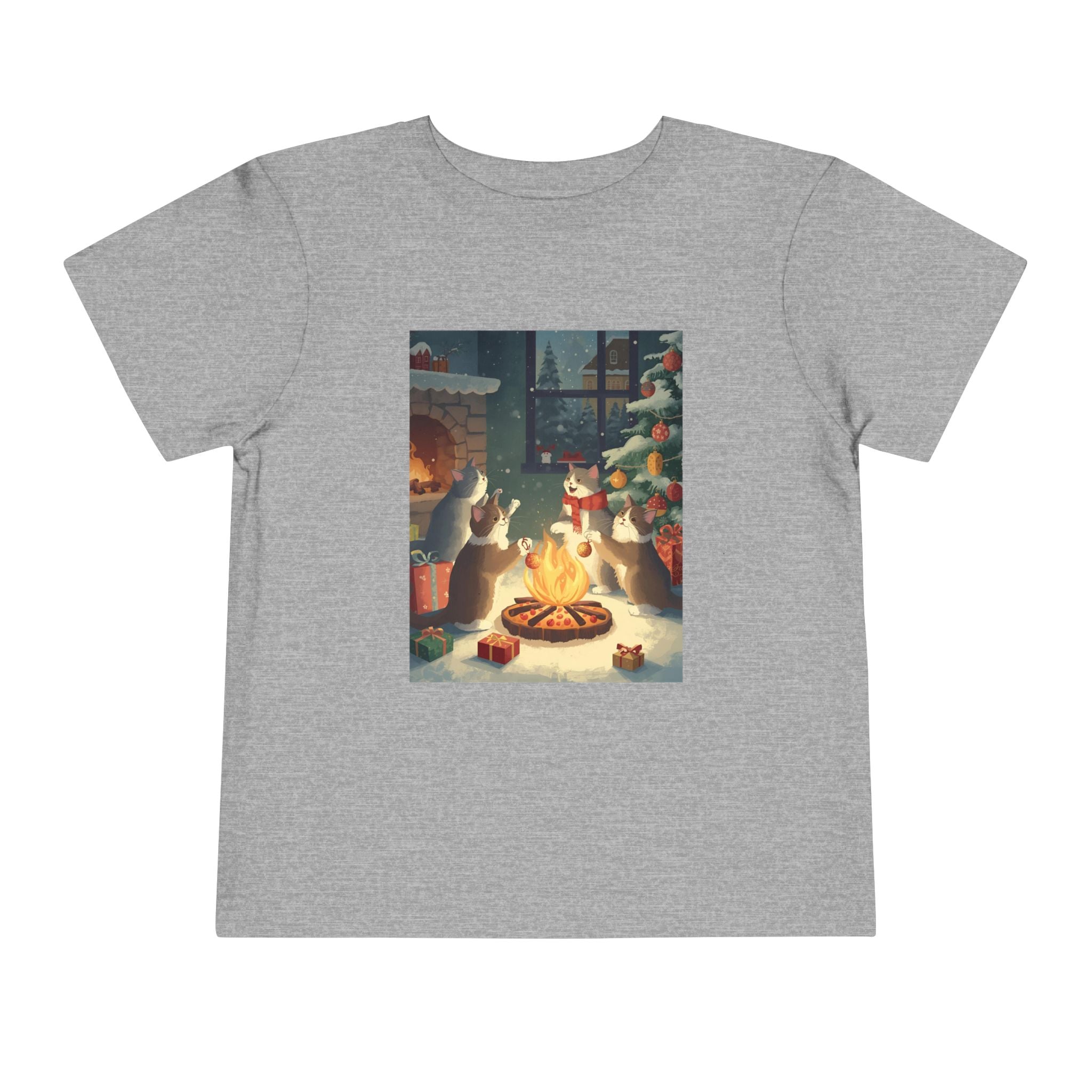 Cute Cat Christmas Festive Toddler Short Sleeve Tee