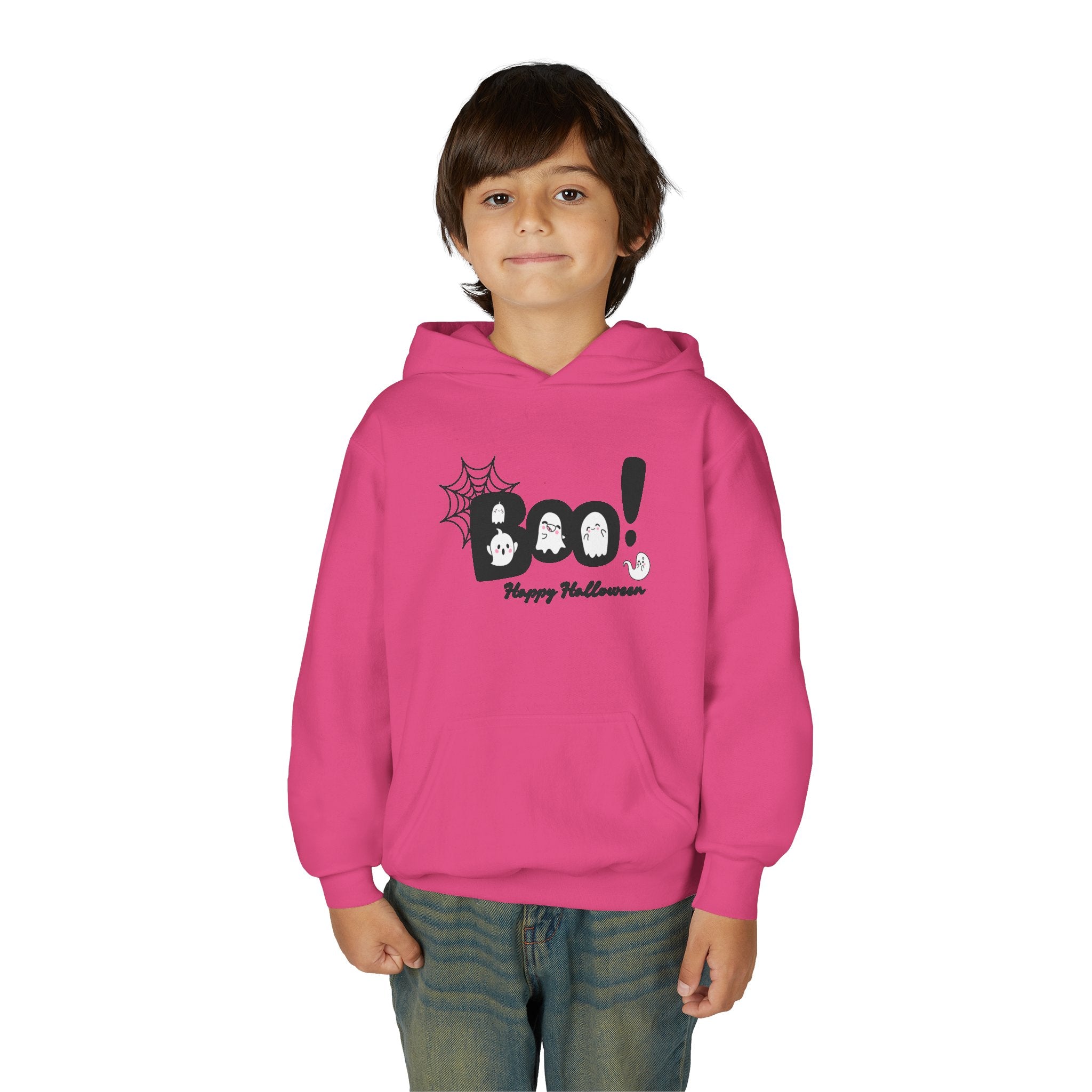 Halloween Boo! Youth Hoodie, Kids Sweatshirt, Fall Apparel, Spooky Costume, Trick or Treat Gift, October Celebration