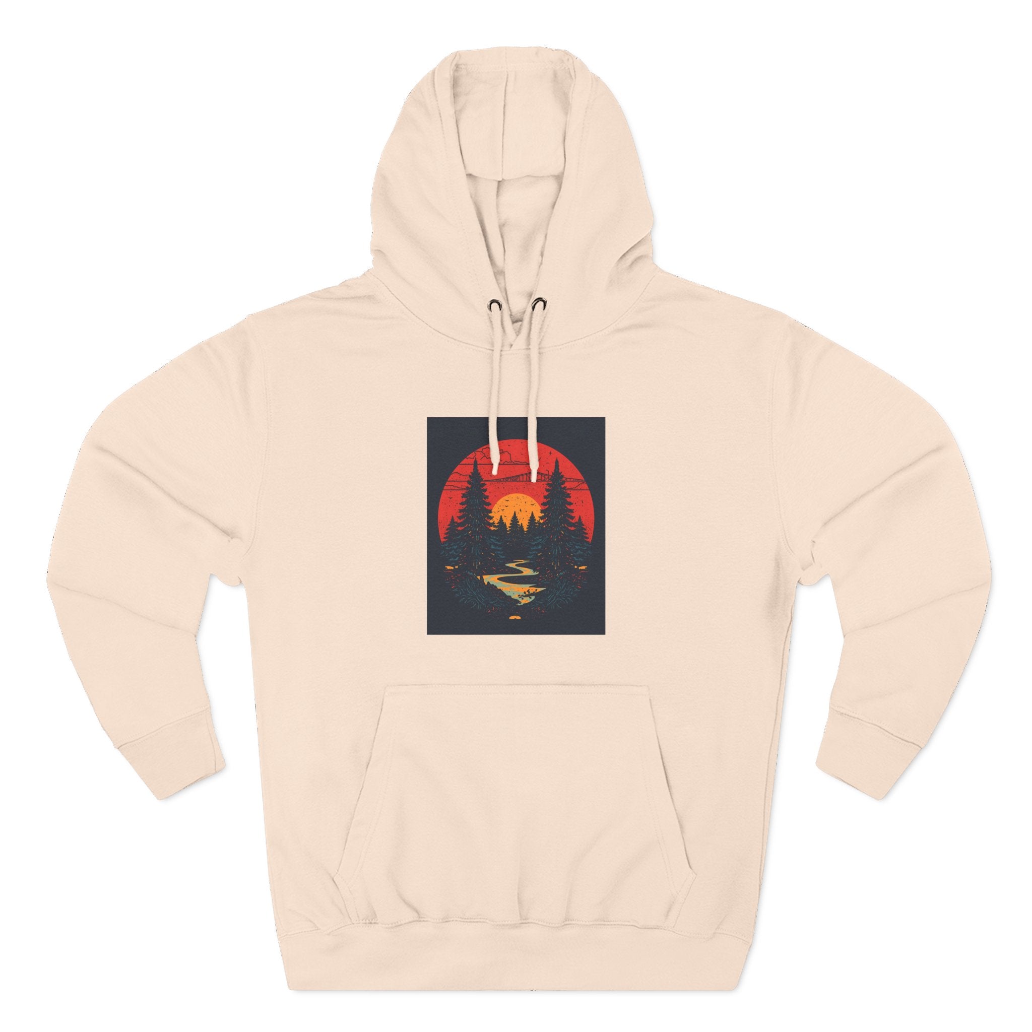 Cozy Nature Sunset Hoodie, Graphic Fleece Sweatshirt, Outdoor Apparel, Fall Fashion, Gift for Nature Lovers, Winter Wear