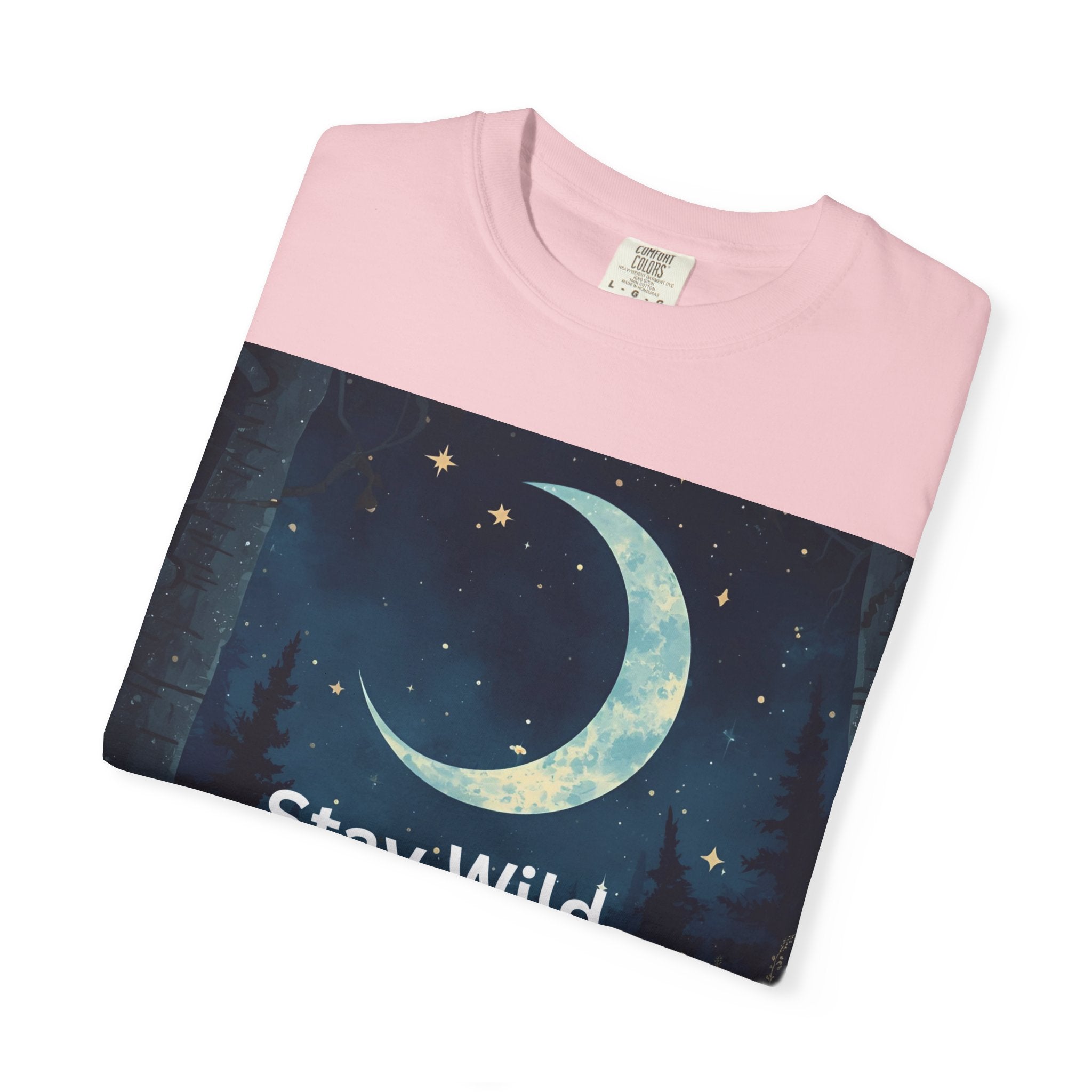 Stay Wild Moon Child Garment-Dyed T-Shirt | Unisex Graphic Tee for Nature Lovers, Boho Style, Gift for Friends, Eco-Friendly Fashion