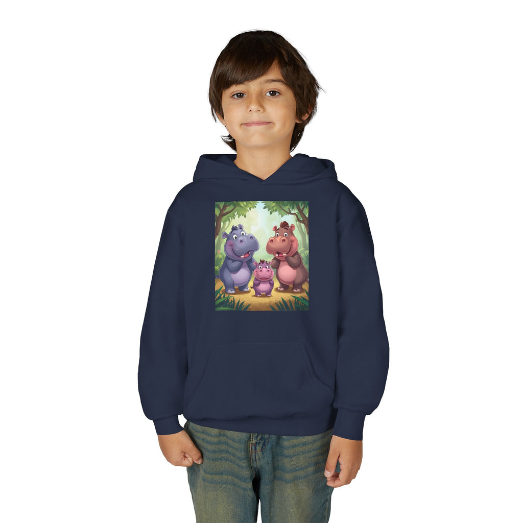 Hippo Cute Youth Heavy Blend Hooded Sweatshirt