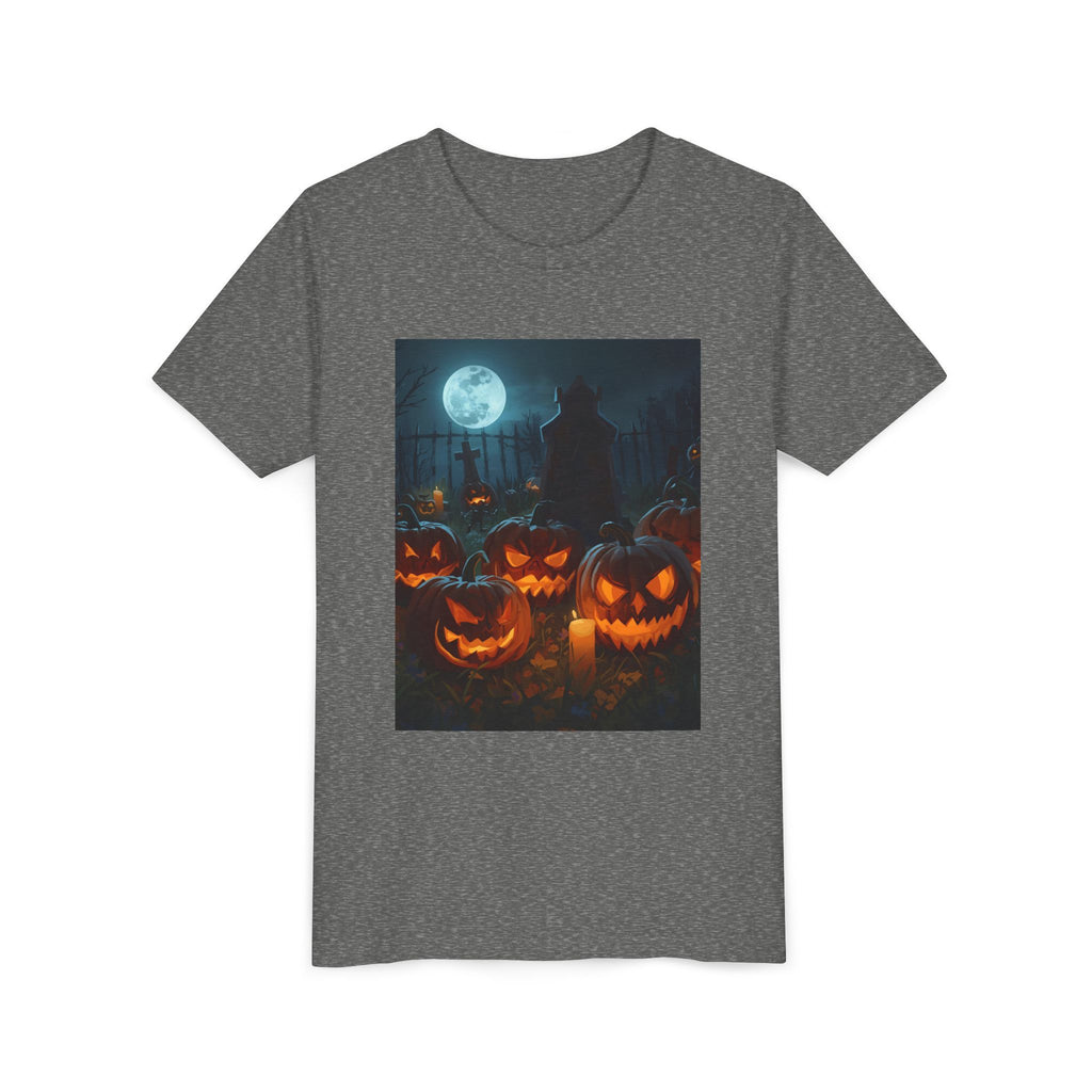 Scary Halloween Pumpkin Youth Short Sleeve Tee, Cute Halloween Shirt, Kids Costume Top, Spooky Tees, Trick or Treat Shirt