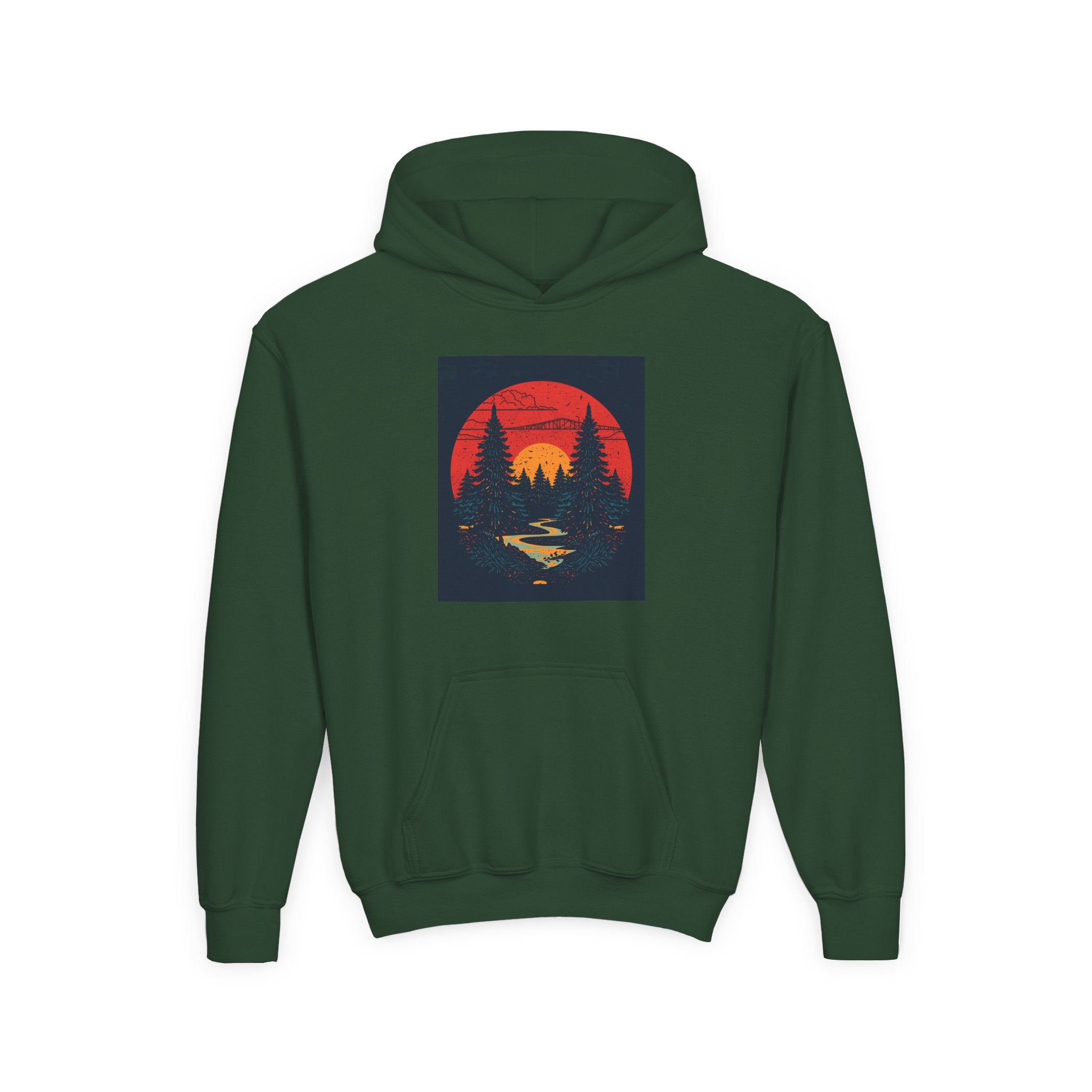 Nature Inspired Forest Youth Heavy Blend Hooded Sweatshirt