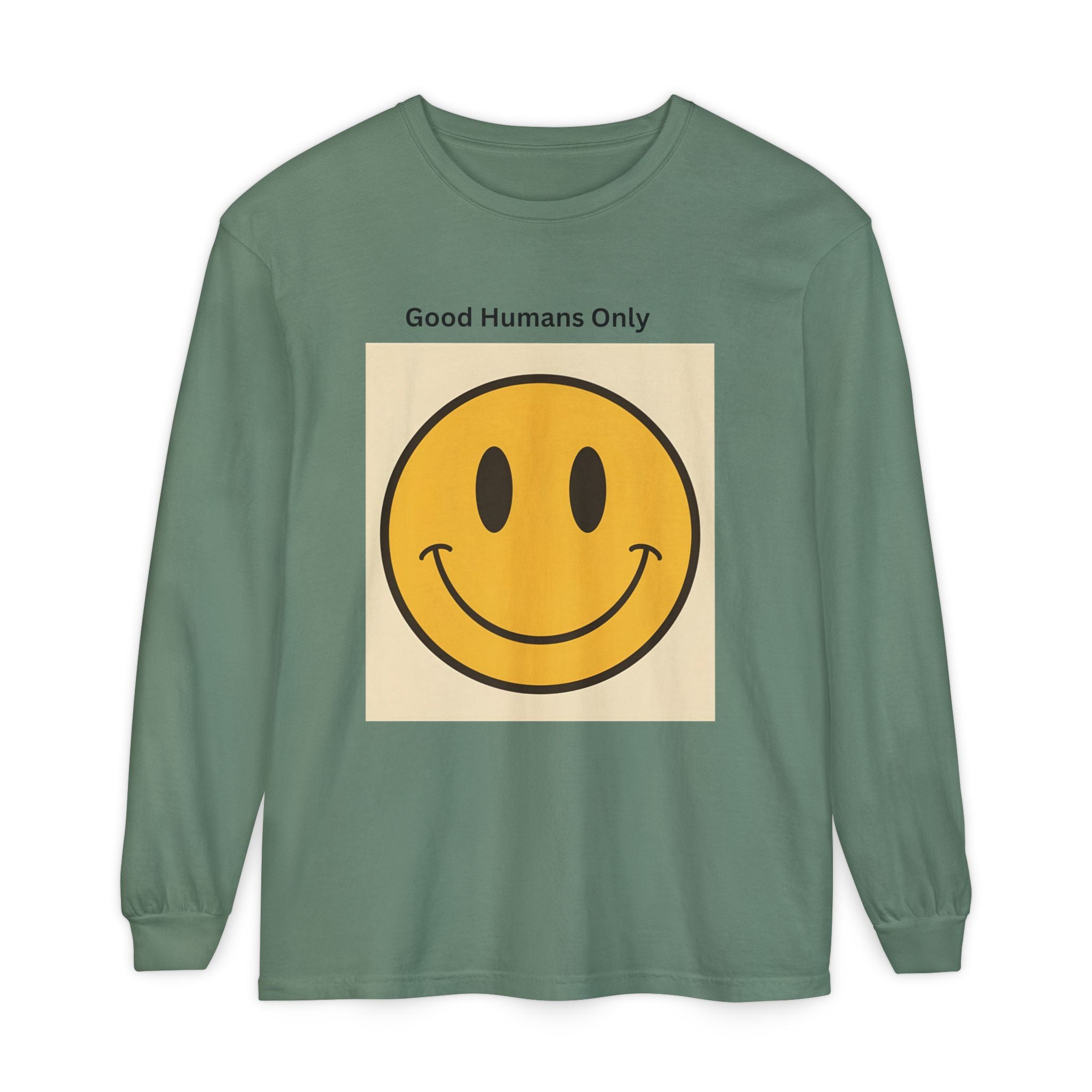 Smiley Face Unisex Garment-dyed Long Sleeve T-Shirt