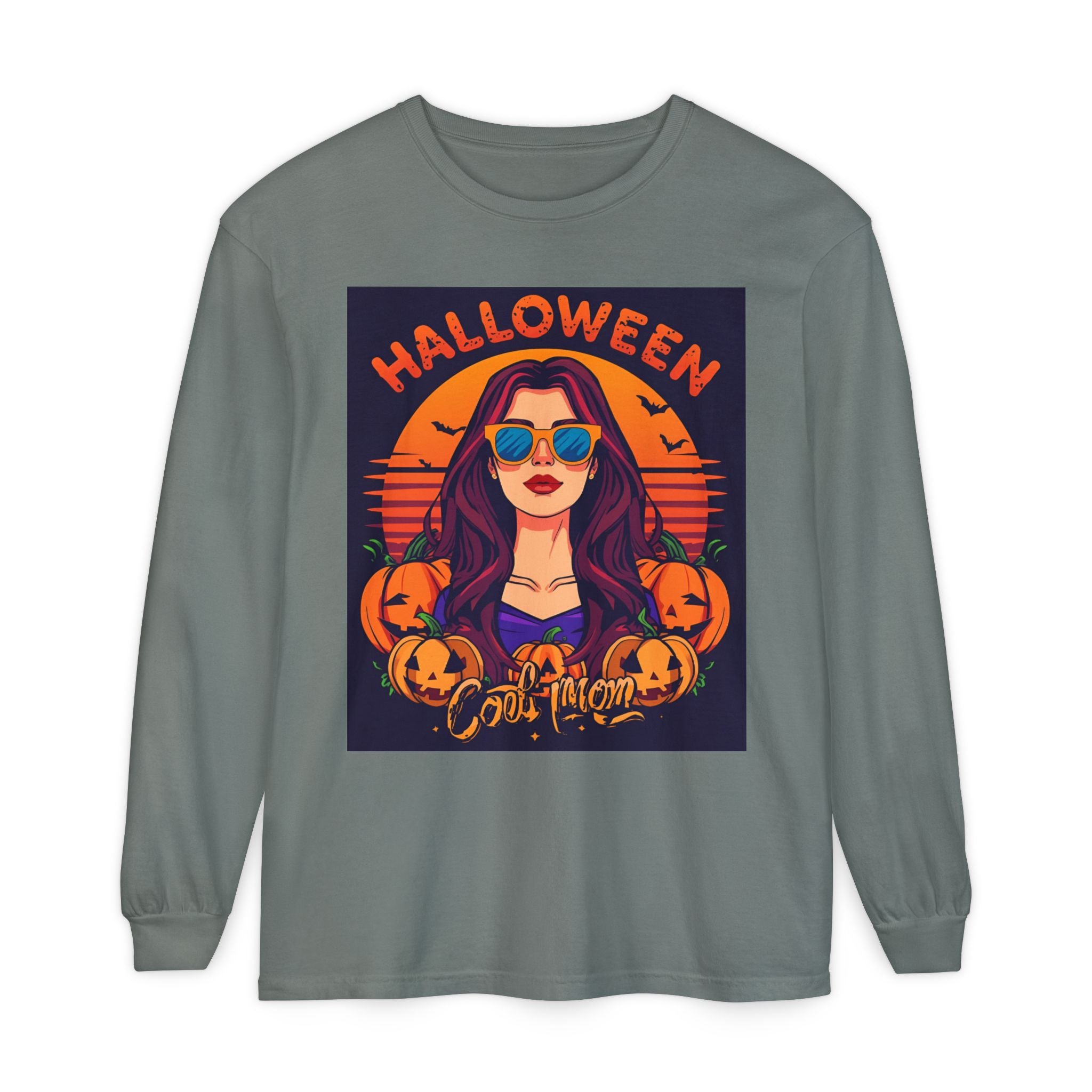 Halloween Themed Unisex Garment-dyed Long Sleeve T-Shirt