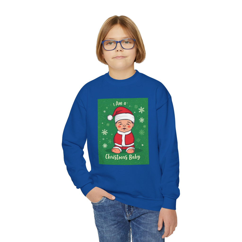 I Am A Christmas Baby Youth Crewneck Sweatshirt