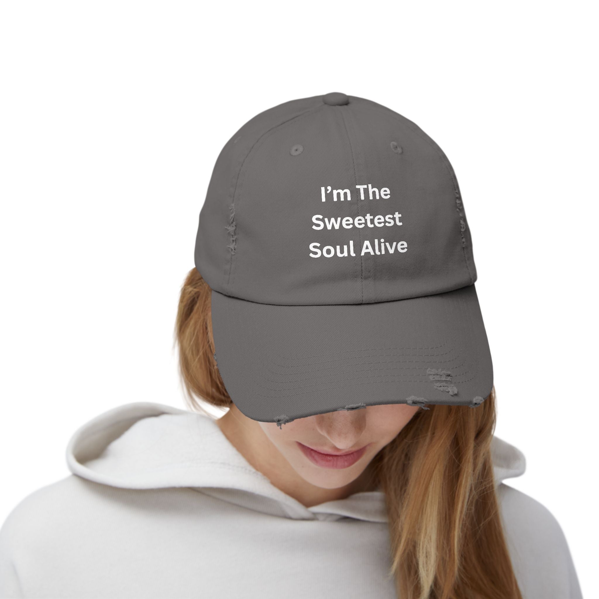 I'm The Sweetest Soul Alive Unisex Distressed Cap - Fun & Casual Hat, Perfect Gift for Friends, Summer Days, Trendy Accessory, Everyday Wear
