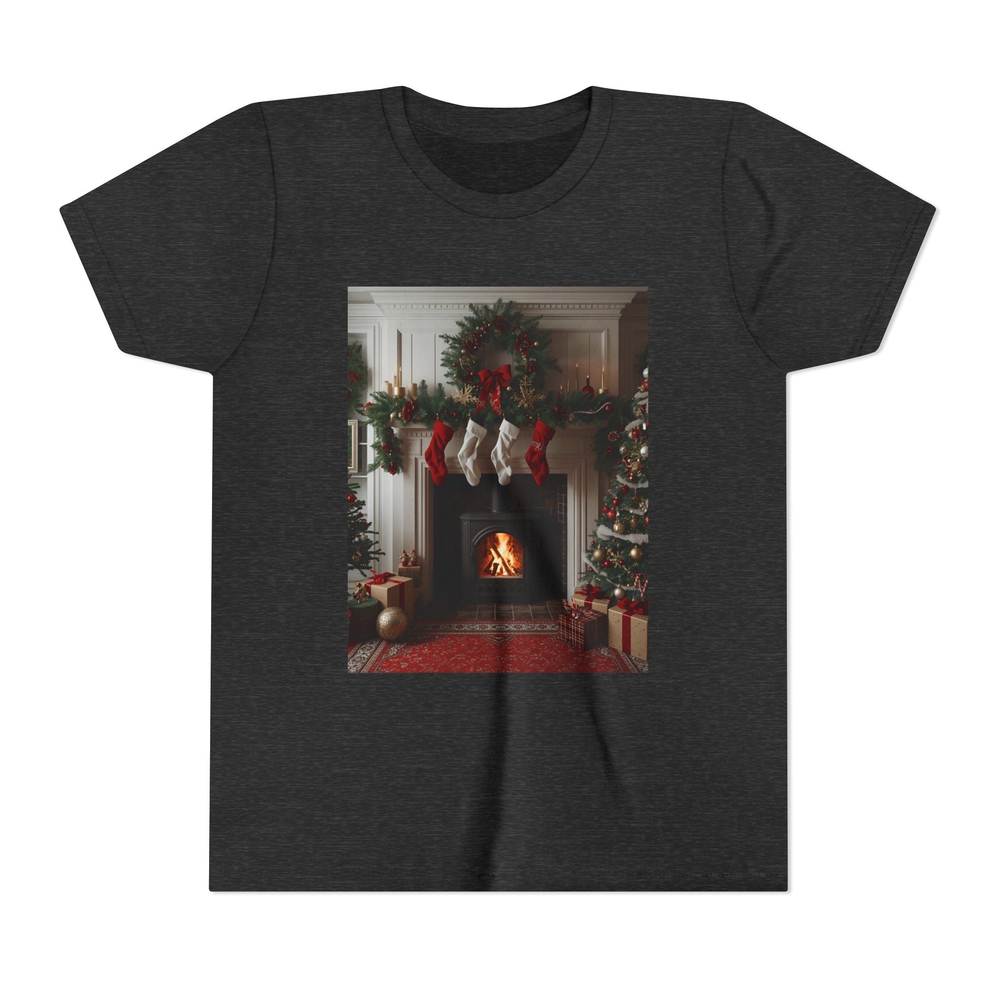 Cozy Christmas Youth Tee, Holiday Gift for Kids, Festive Short Sleeve Shirt, Winter Wear, Family Photos, Christmas Apparel
