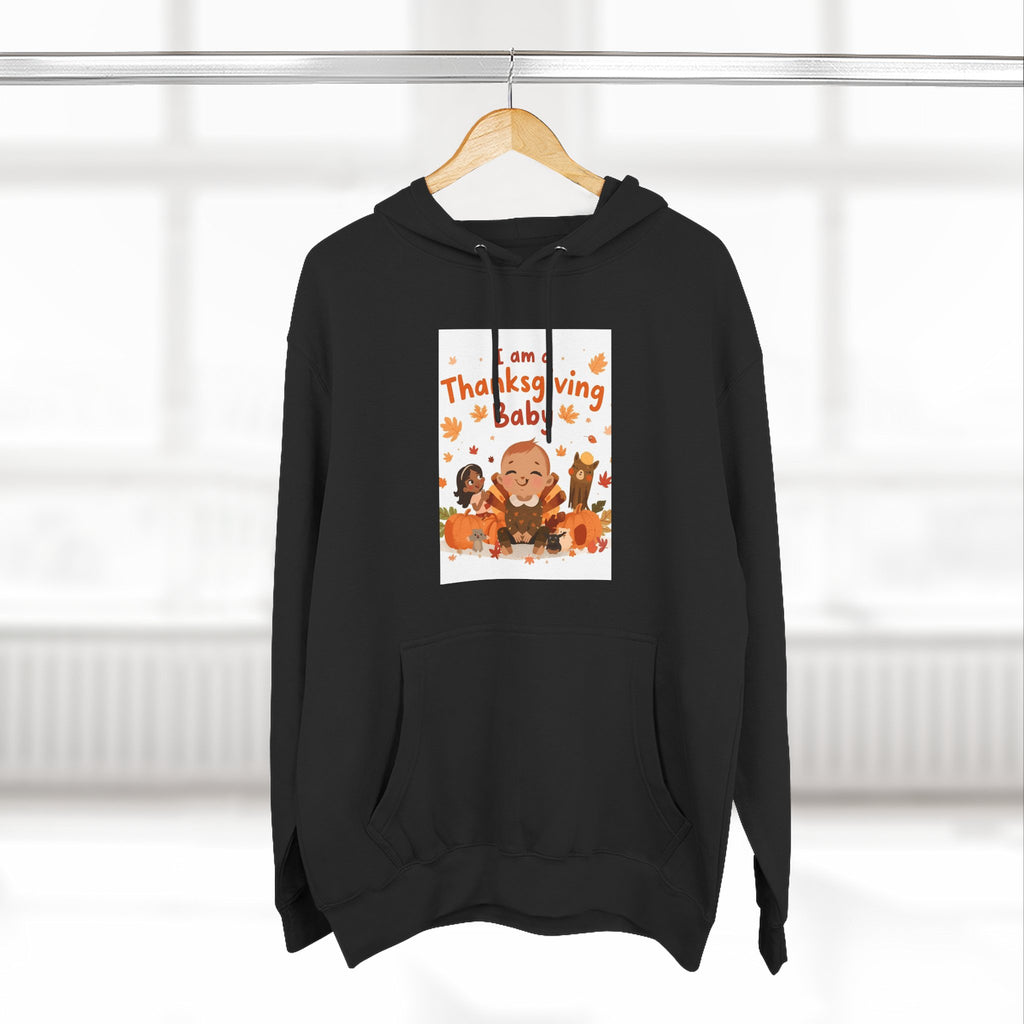 I Am A Thanksgiving Baby Three-Panel Fleece Hoodie